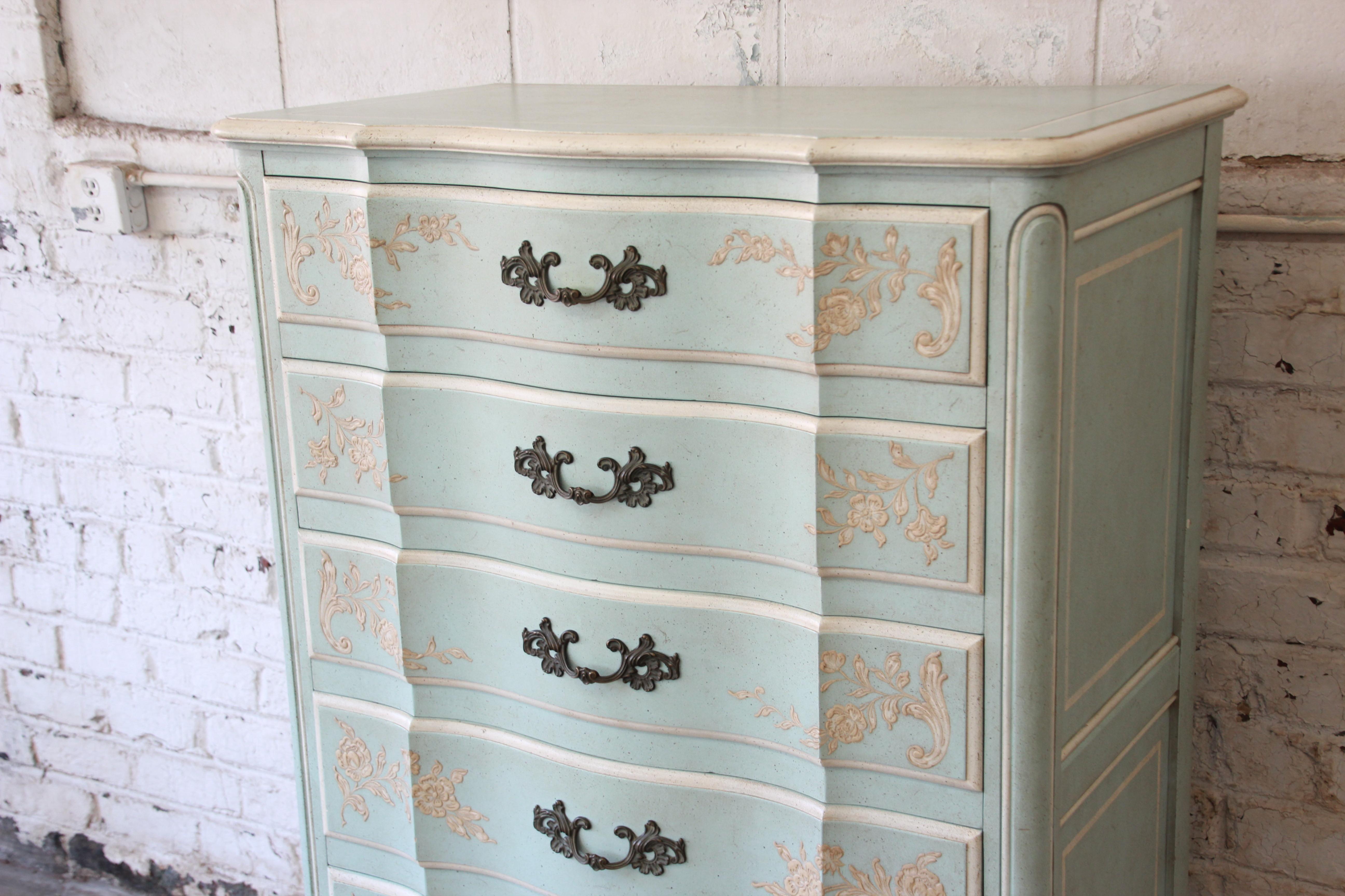 John Widdicomb French Provincial Louis XV Style Highboy Dresser In Good Condition In South Bend, IN