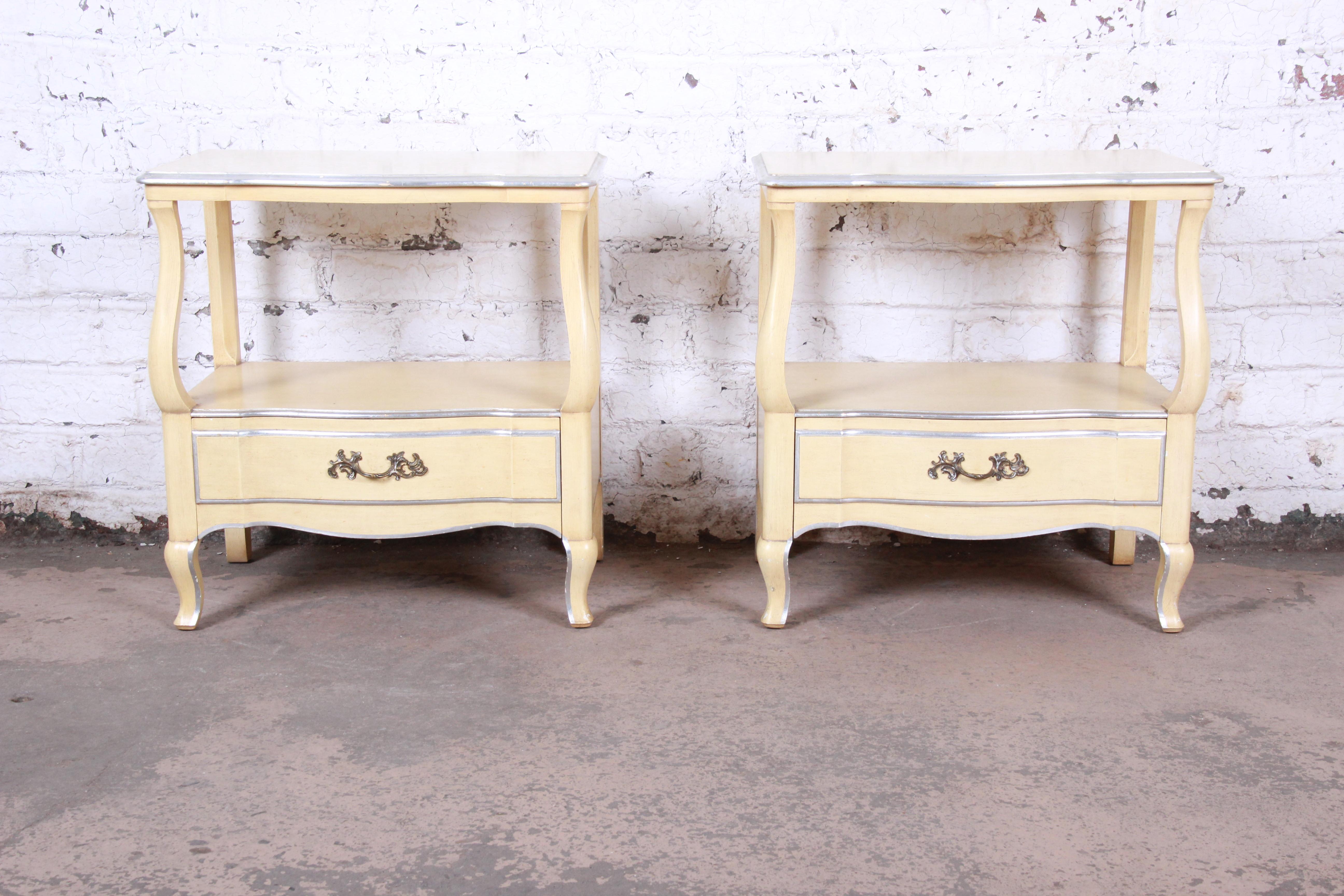 American John Widdicomb French Provincial Louis XV Style Nightstands, Pair