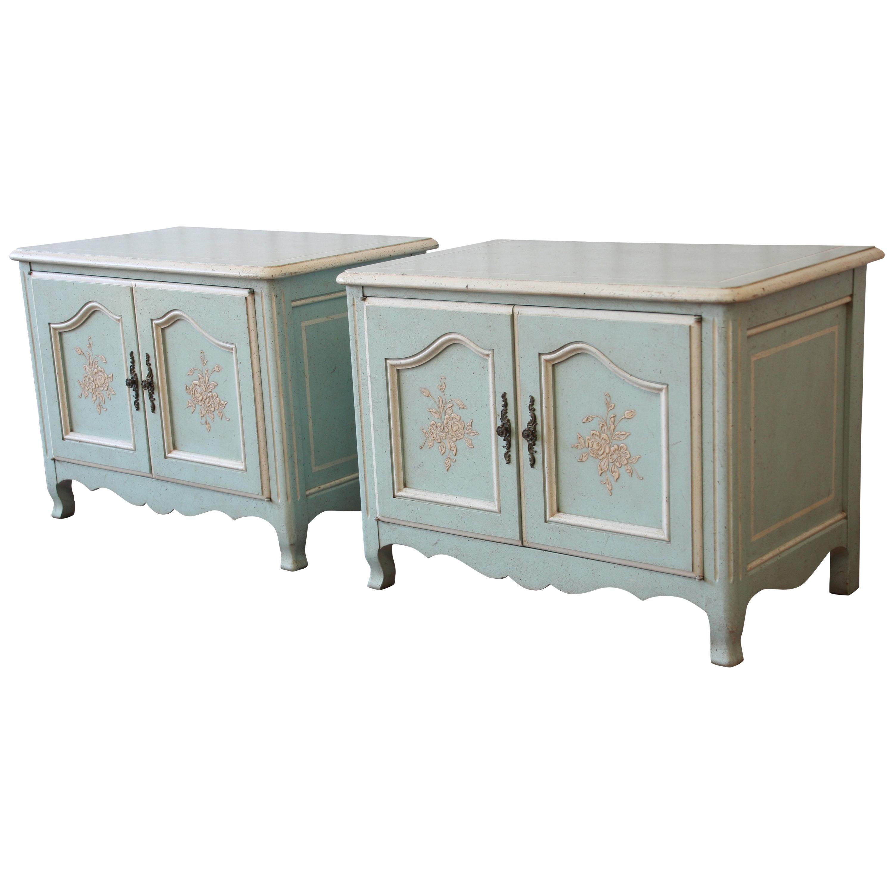 John Widdicomb French Provincial Louis XV Style Nightstands, Pair