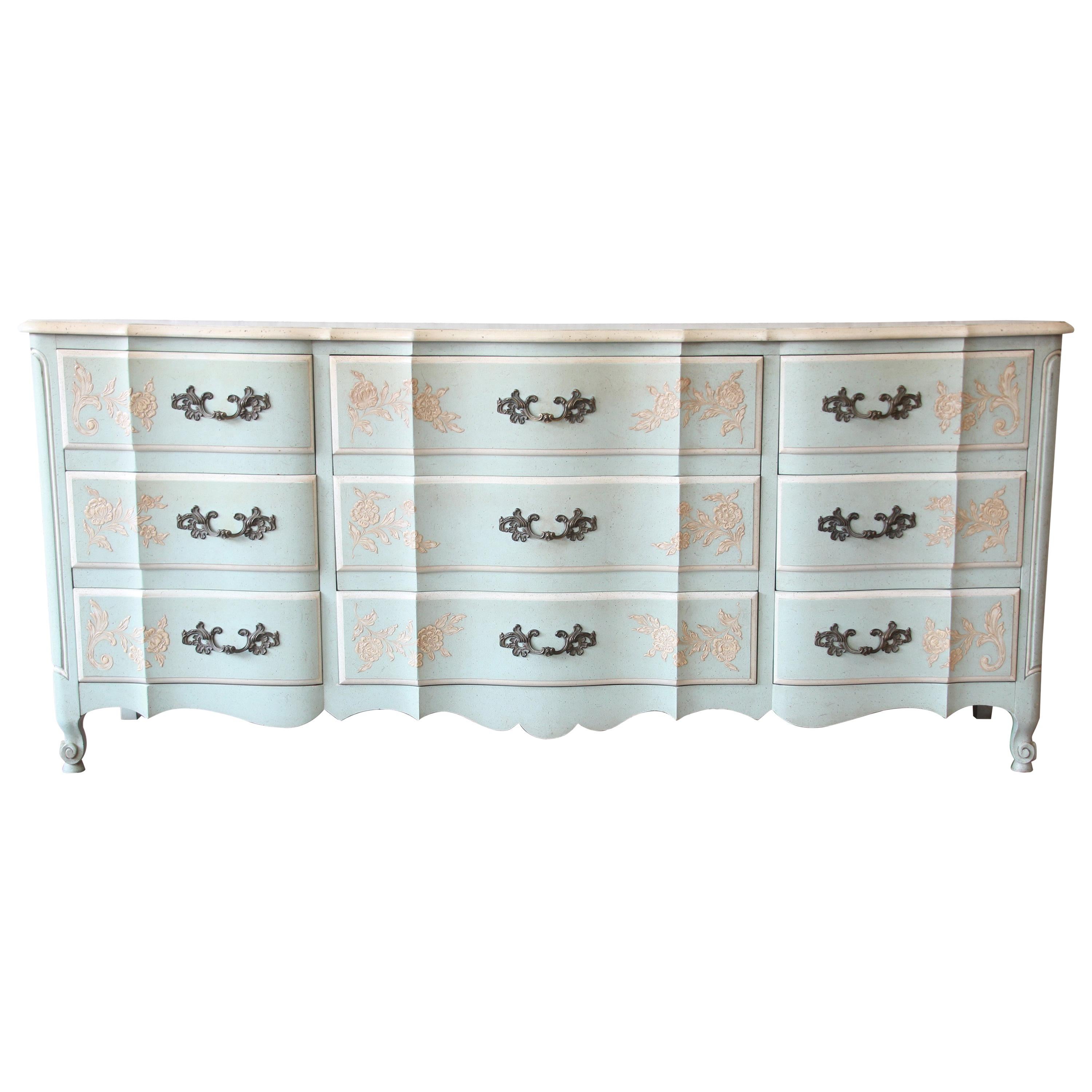 John Widdicomb French Provincial Louis XV Style Triple Dresser