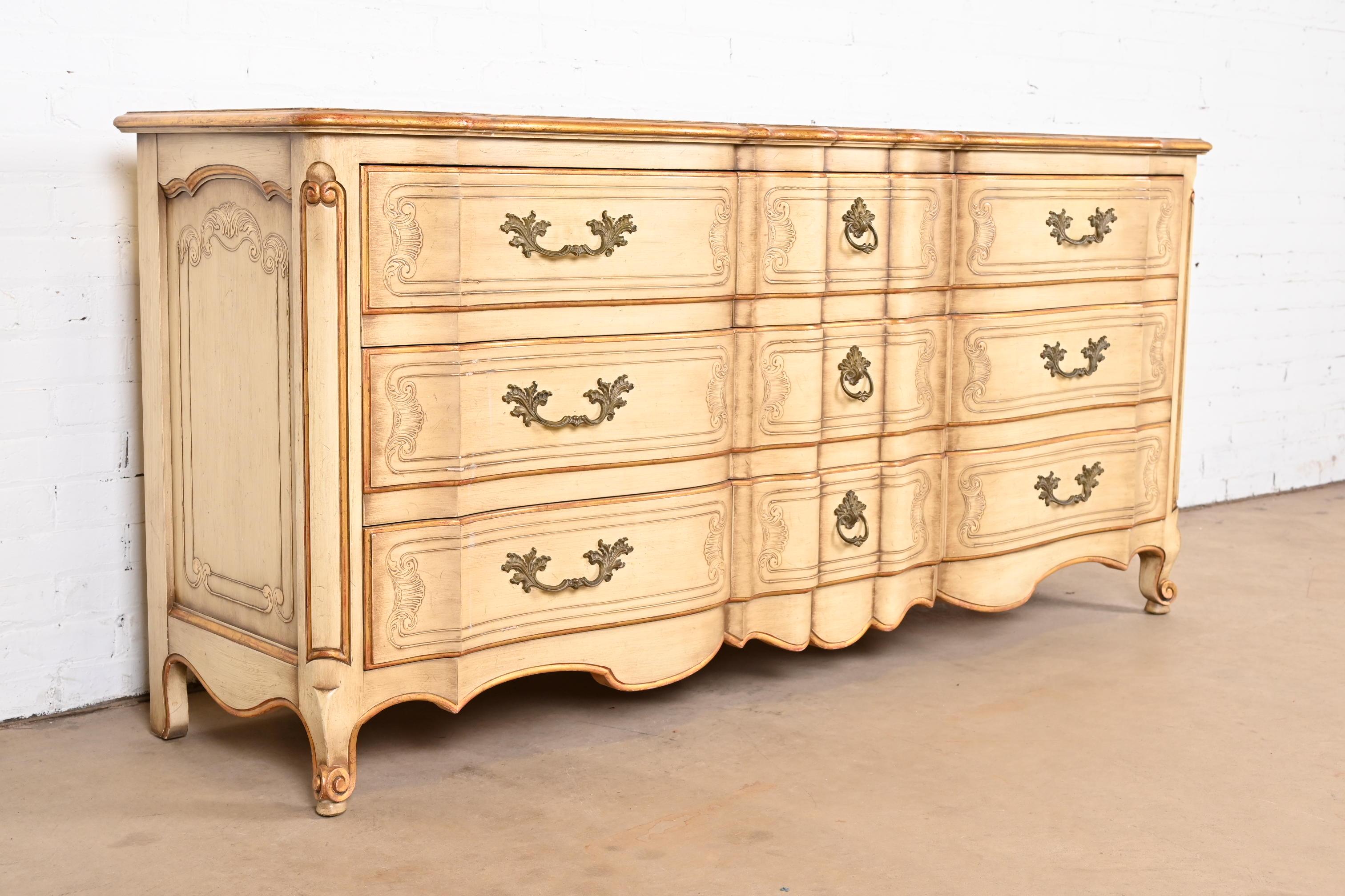 Mid-20th Century John Widdicomb French Provincial Louis XV Triple Dresser or Credenza, 1950s For Sale