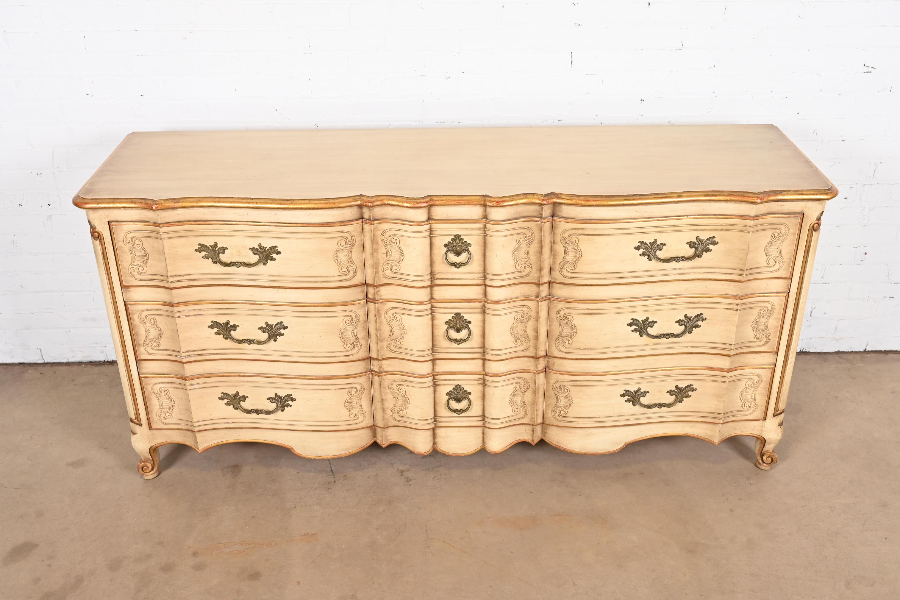 John Widdicomb French Provincial Louis XV Triple Dresser or Credenza, 1950s For Sale 1
