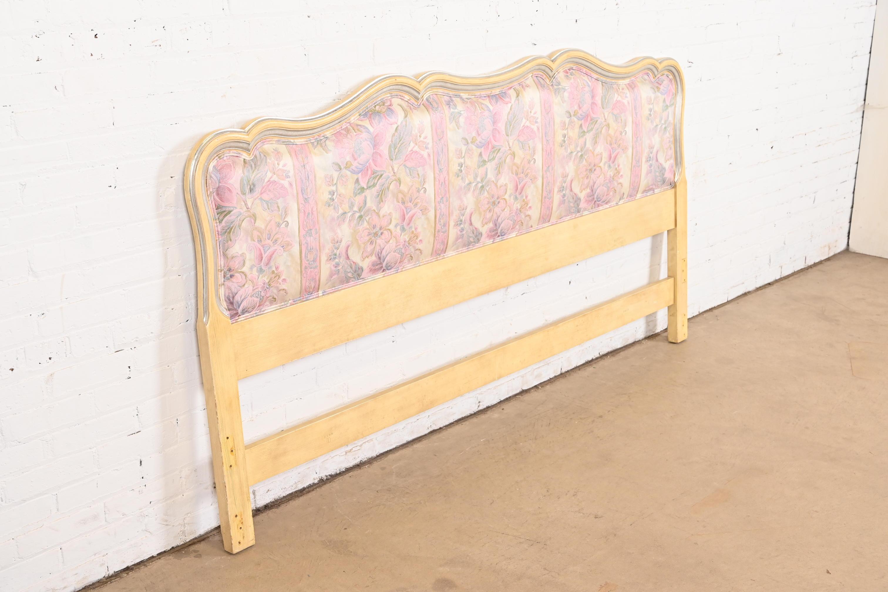 John Widdicomb French Provincial Louis XV Upholstered King Size Headboard, 1950s In Good Condition For Sale In South Bend, IN