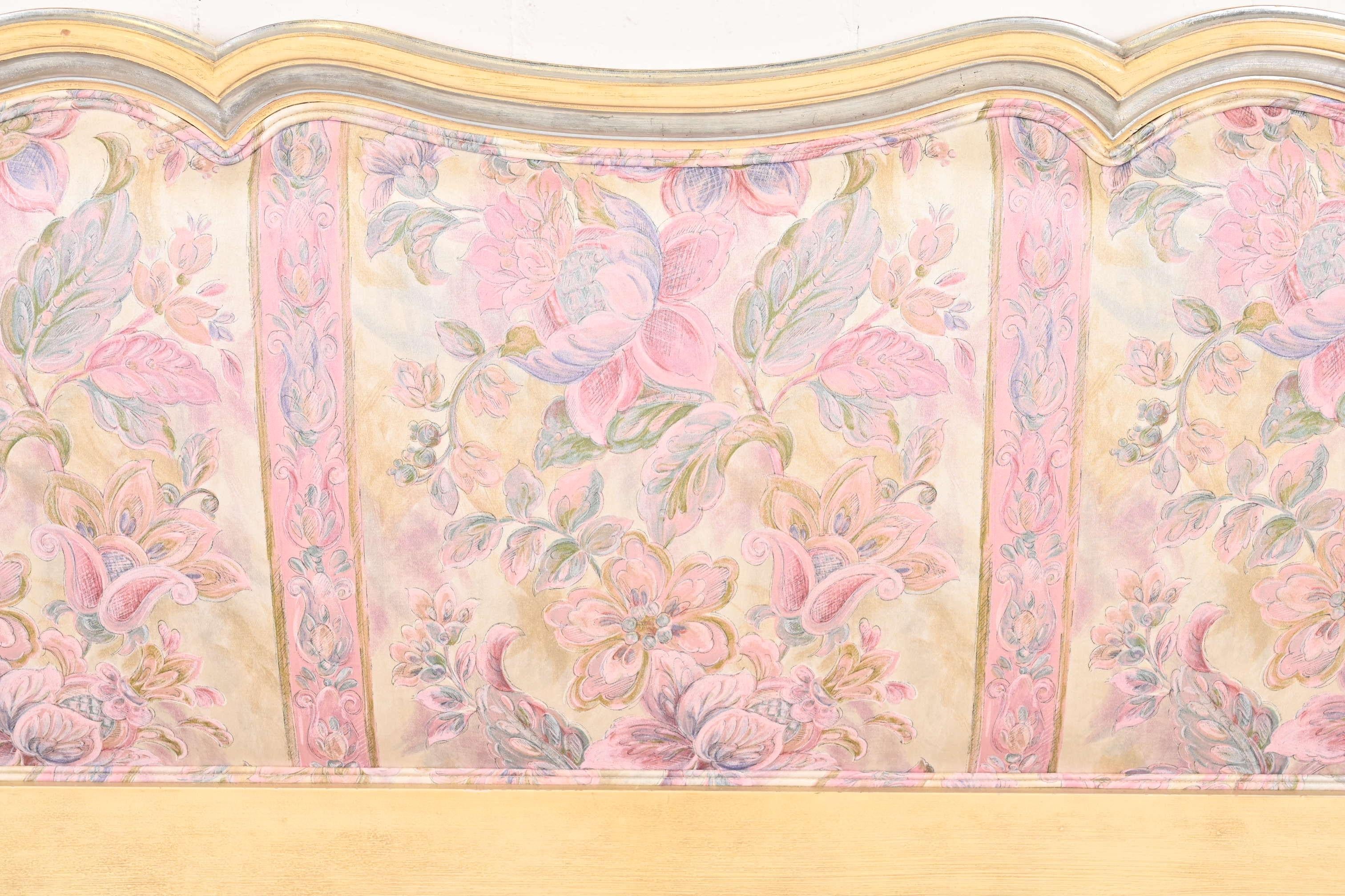 Mid-20th Century John Widdicomb French Provincial Louis XV Upholstered King Size Headboard, 1950s For Sale