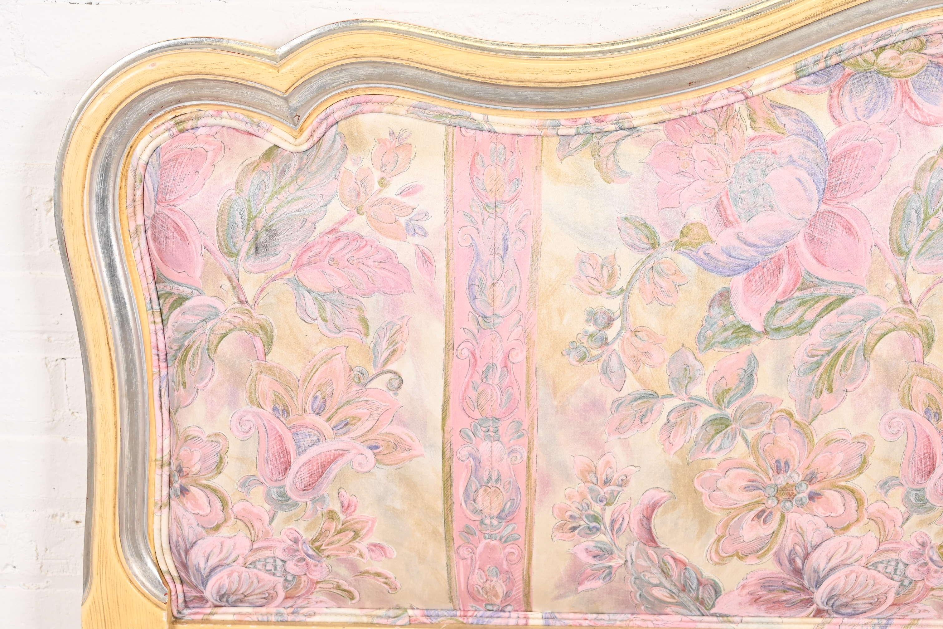 Upholstery John Widdicomb French Provincial Louis XV Upholstered King Size Headboard, 1950s For Sale