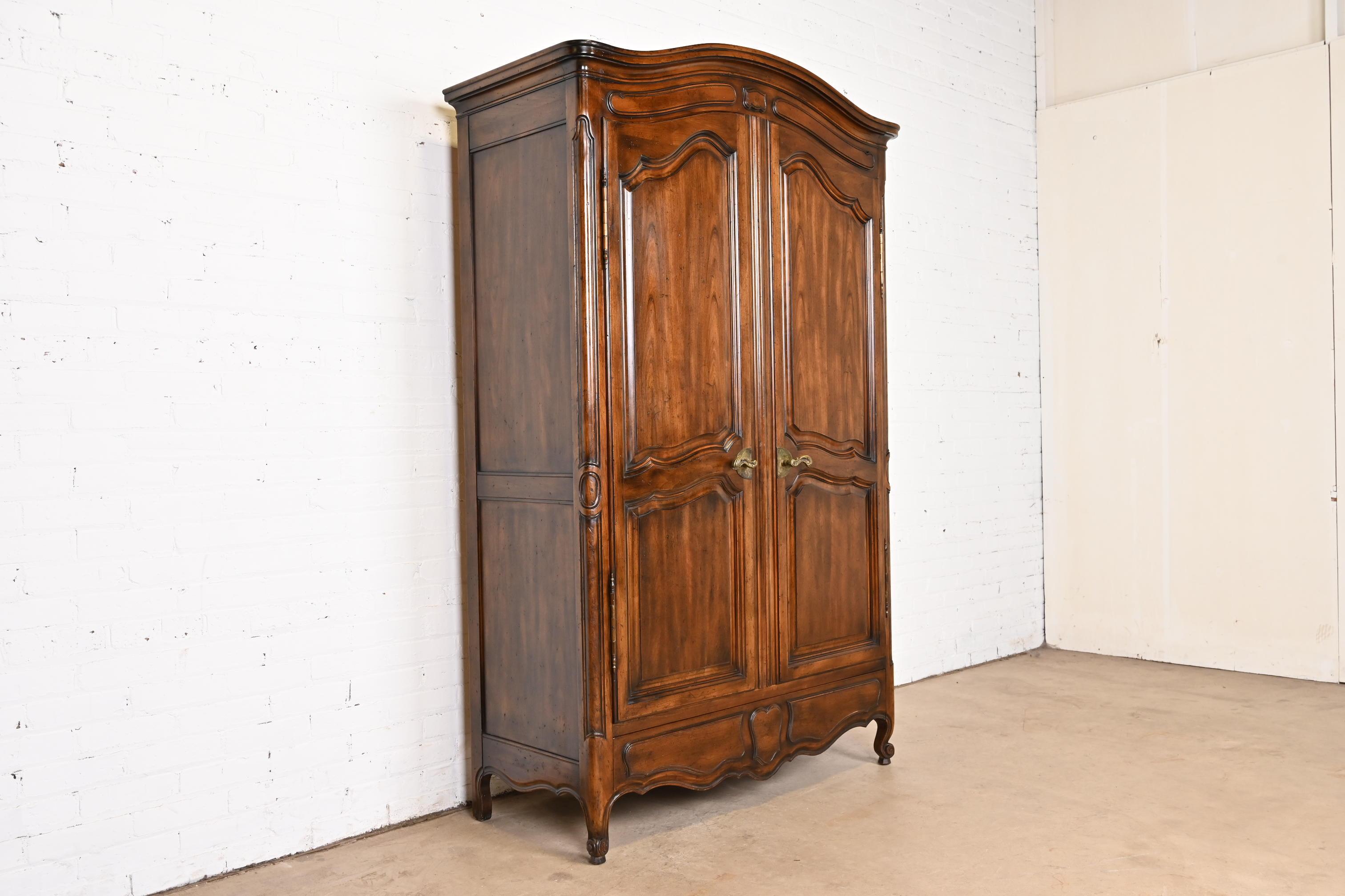 John Widdicomb French Provincial Louis XV Walnut Armoire Dresser, Circa 1960s In Good Condition In South Bend, IN