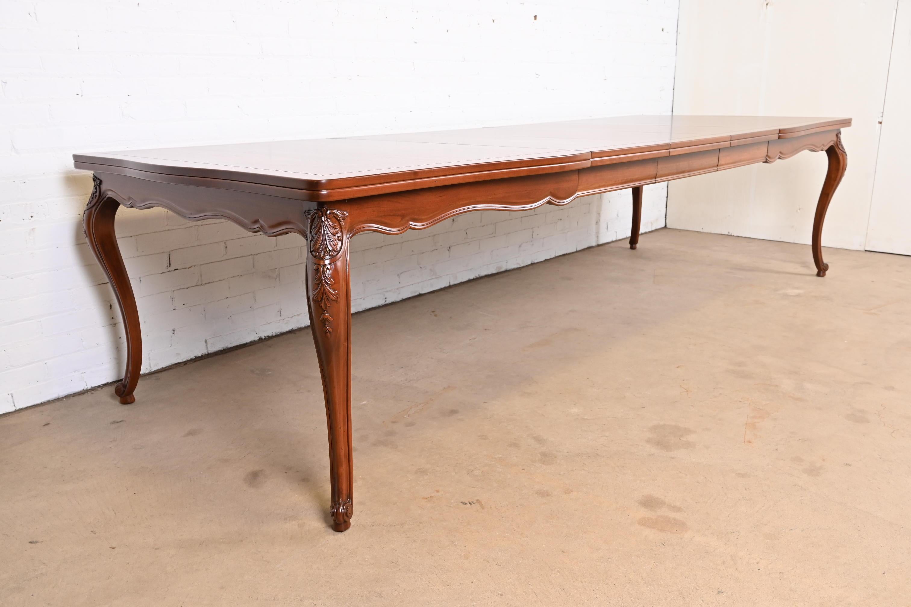 John Widdicomb French Provincial Louis XV Walnut Dining Table, Newly Refinished For Sale 1