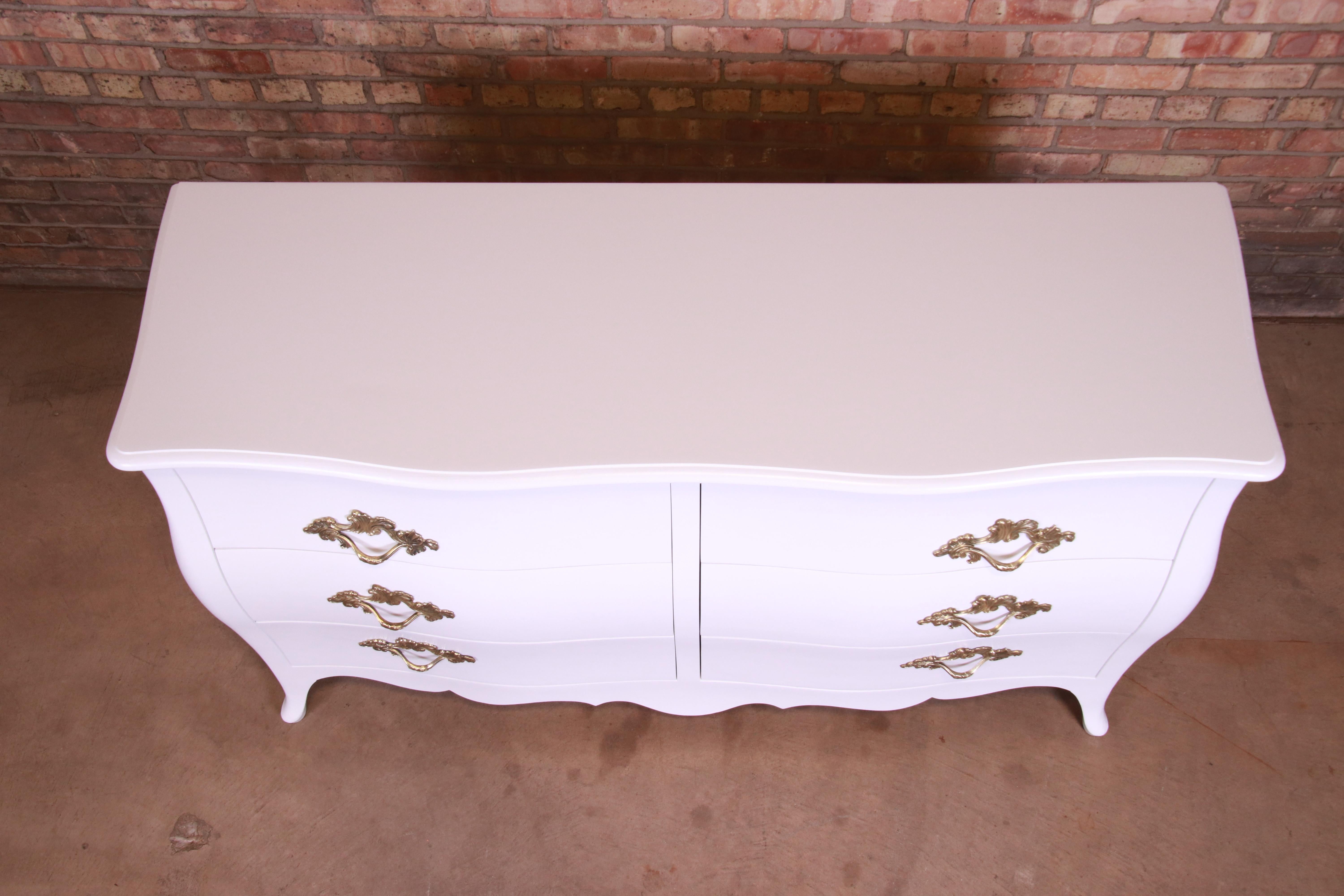 John Widdicomb French Provincial Louis XV White Lacquered Dresser, Refinished 5