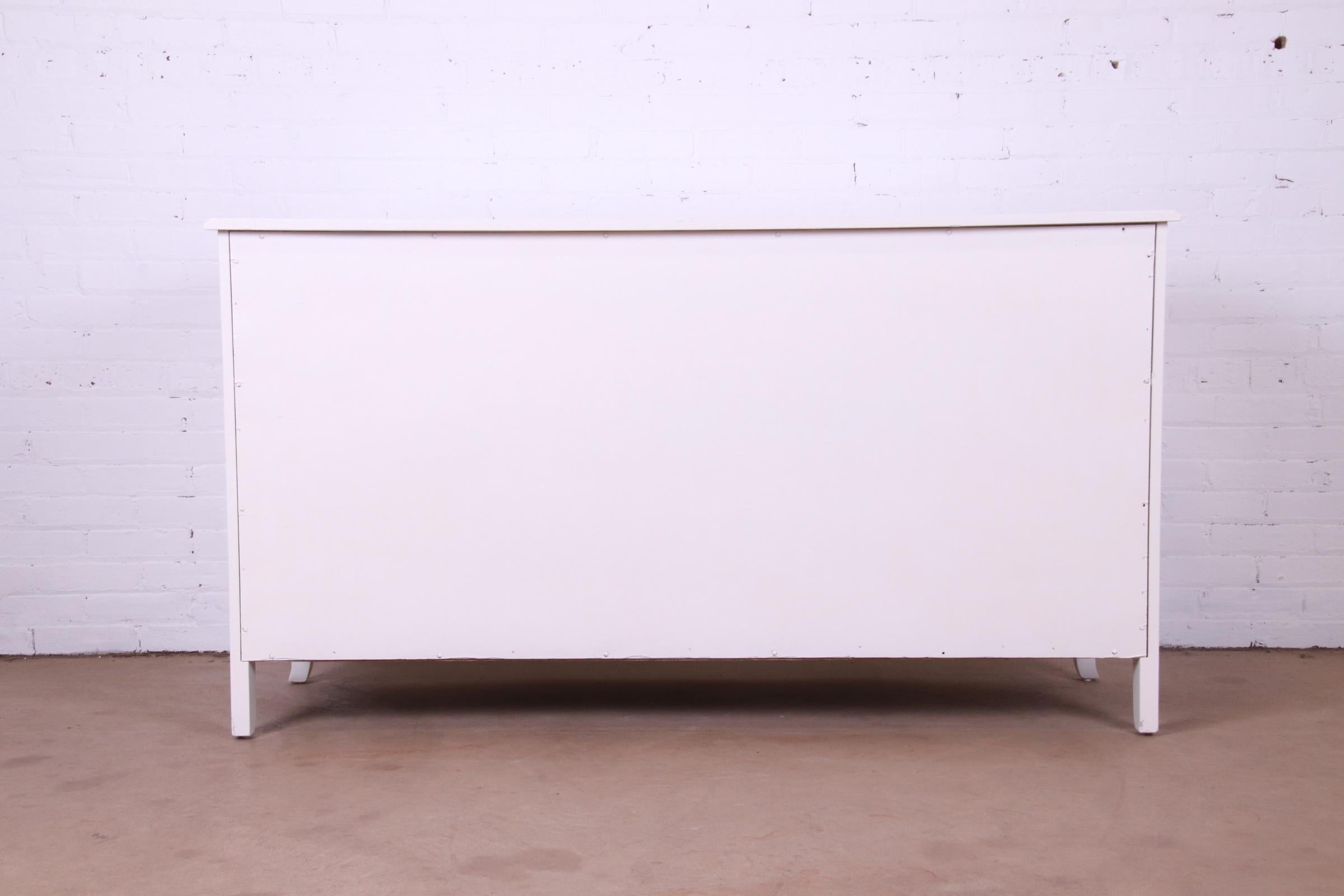 John Widdicomb French Provincial Louis XV White Lacquered Dresser, Refinished For Sale 9