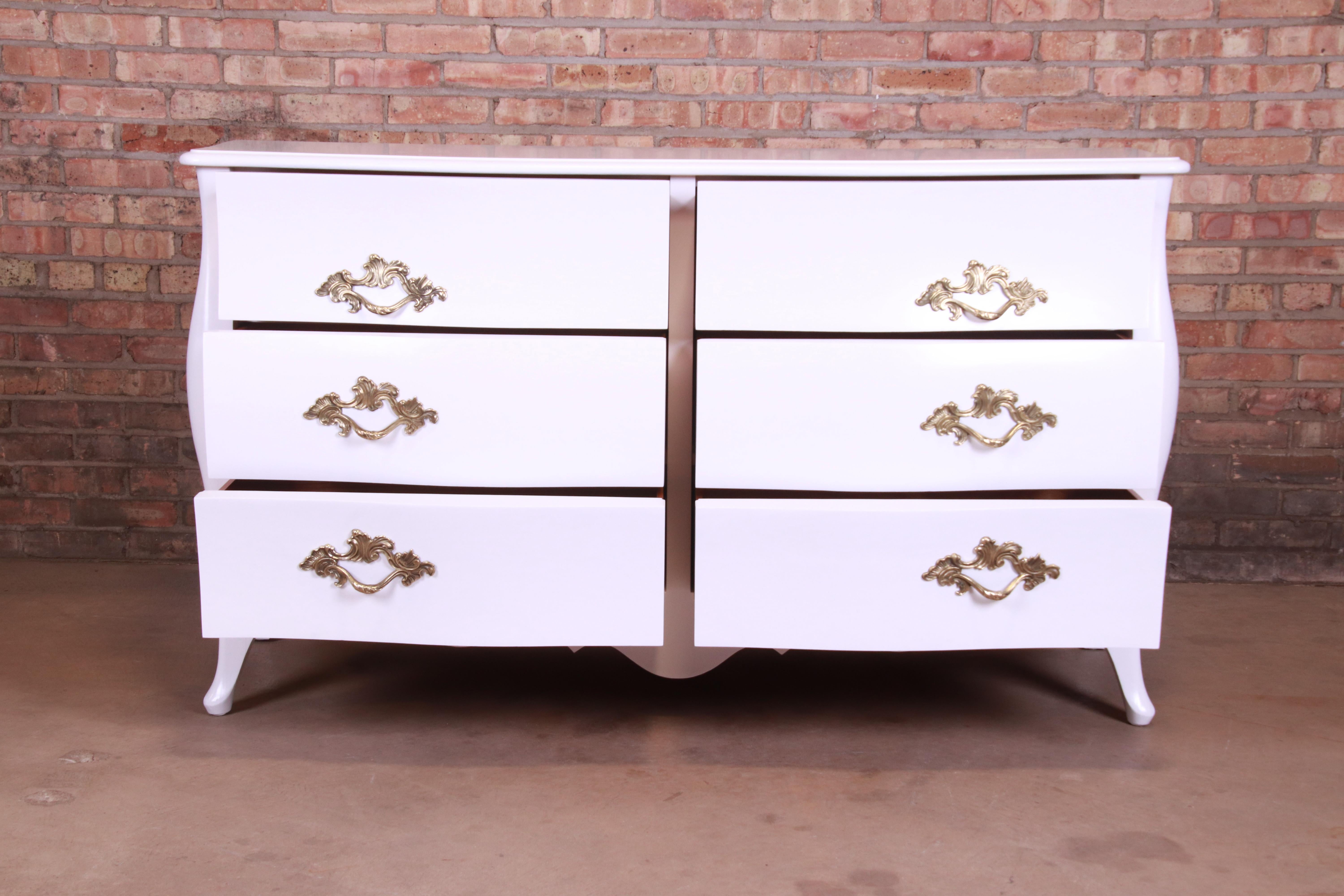 20th Century John Widdicomb French Provincial Louis XV White Lacquered Dresser, Refinished