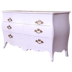 John Widdicomb French Provincial Louis XV White Lacquered Dresser, Refinished
