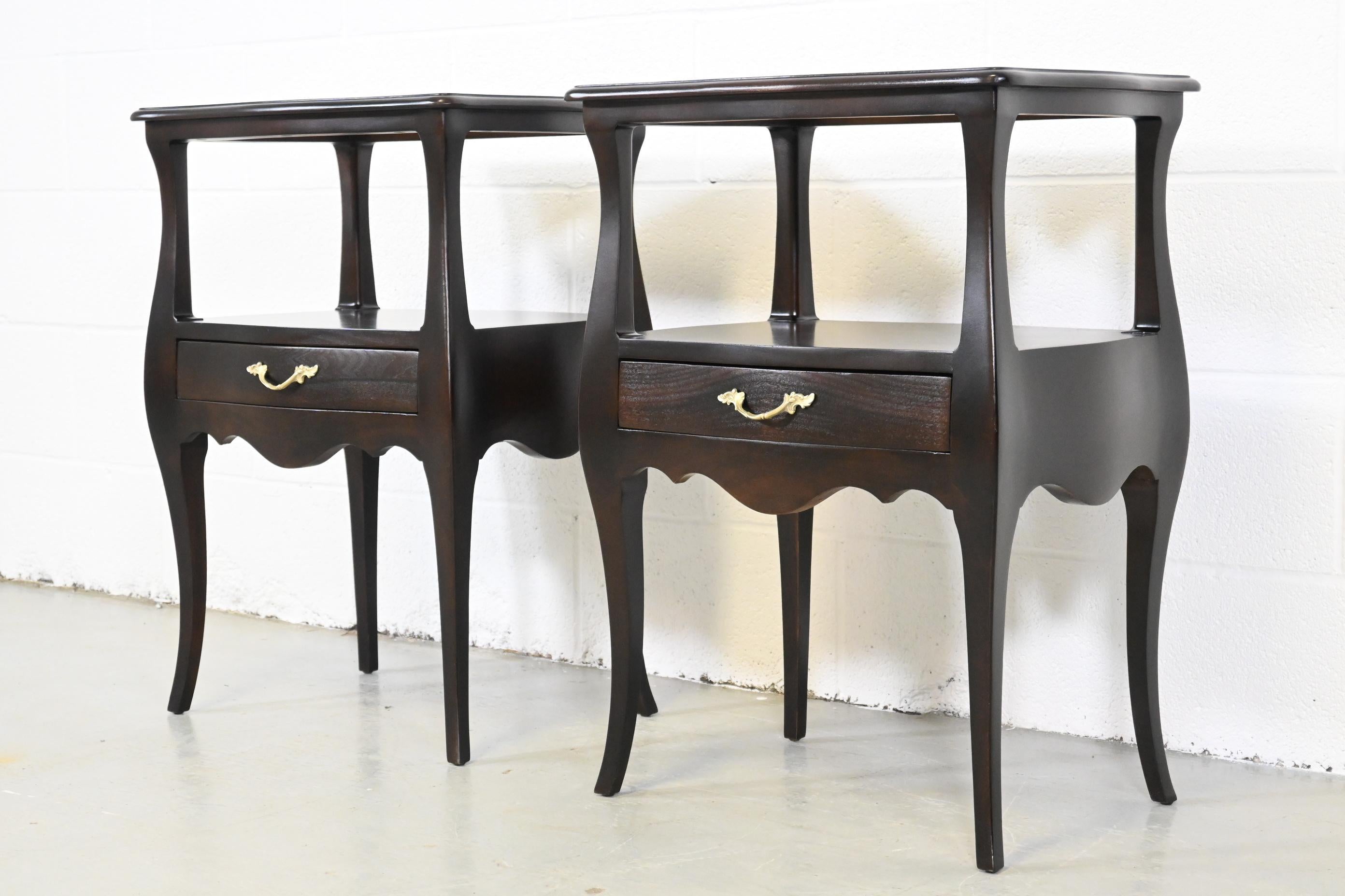 Lacquered John Widdicomb French Provincial Nightstands - Set of 2 For Sale