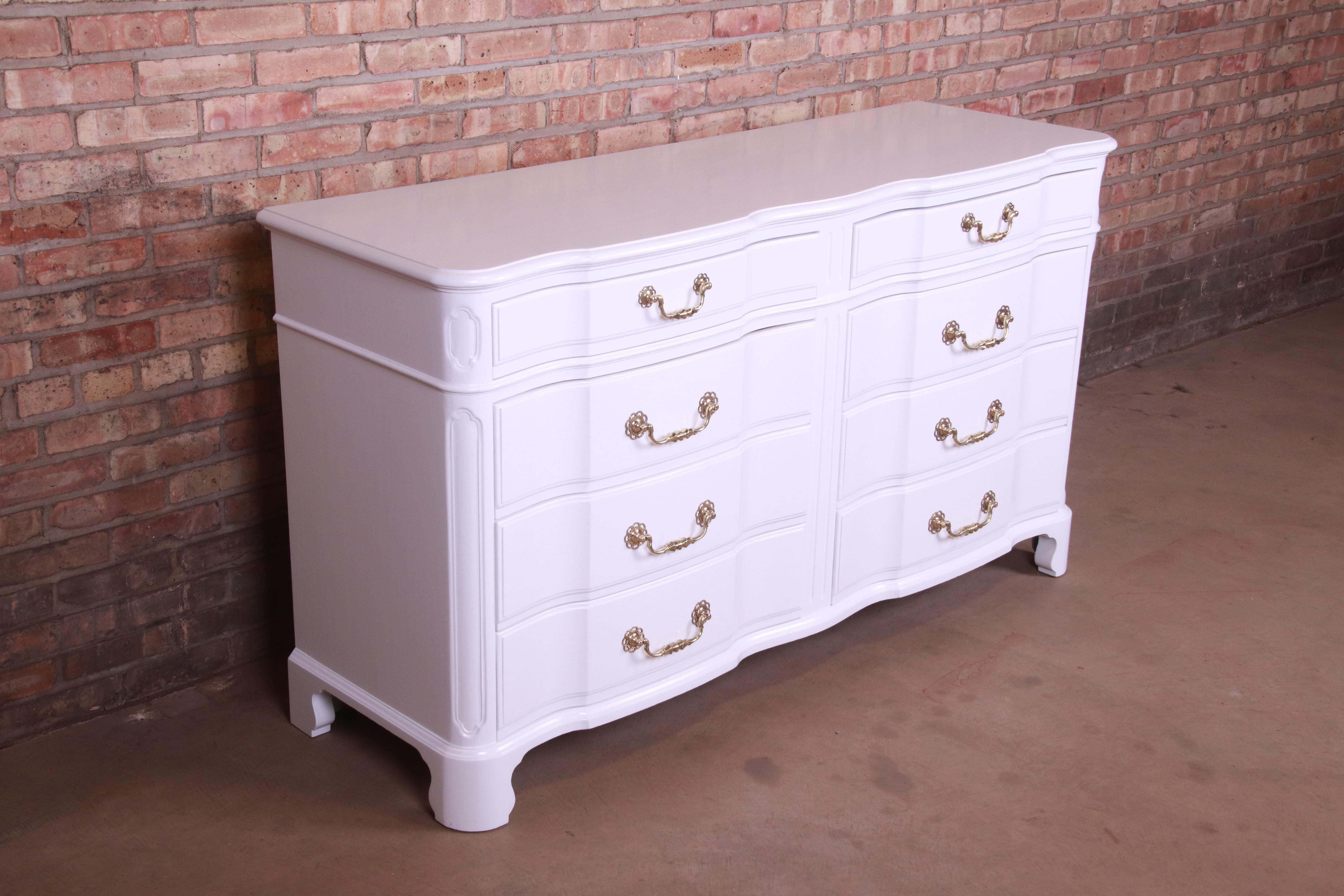 Mid-20th Century John Widdicomb French Provincial White Lacquered Dresser, Newly Refinished For Sale