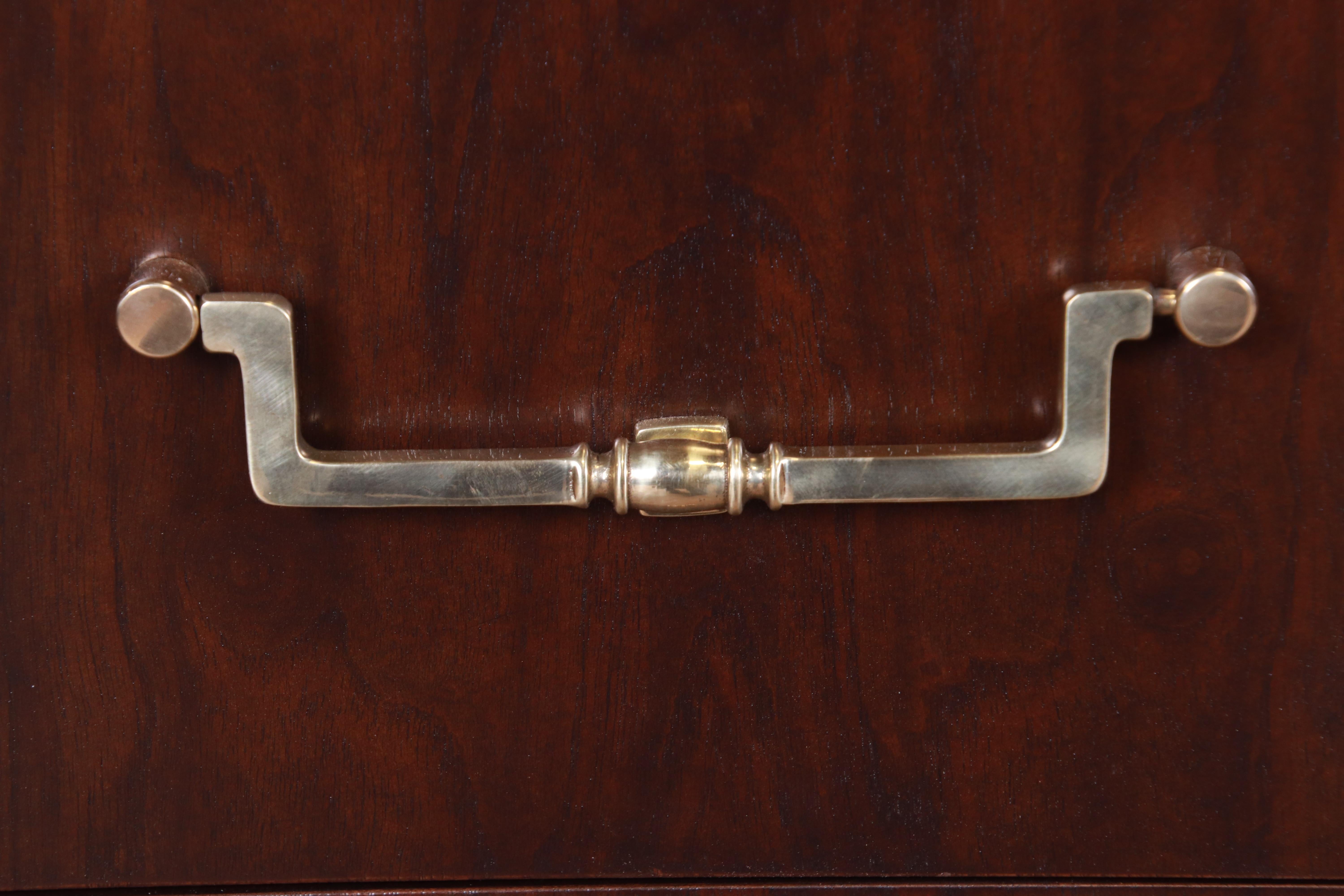 Brass John Widdicomb French Regency Burled Walnut Long Dresser or Credenza, Refinished