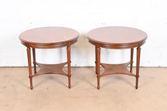 John Widdicomb French Regency Louis XVI Carved Walnut Side Tables, Refinished