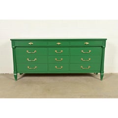John Widdicomb French Regency Louis XVI Green Lacquered Dresser or Credenza
