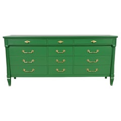 John Widdicomb French Regency Louis XVI Green Lacquered Dresser or Credenza