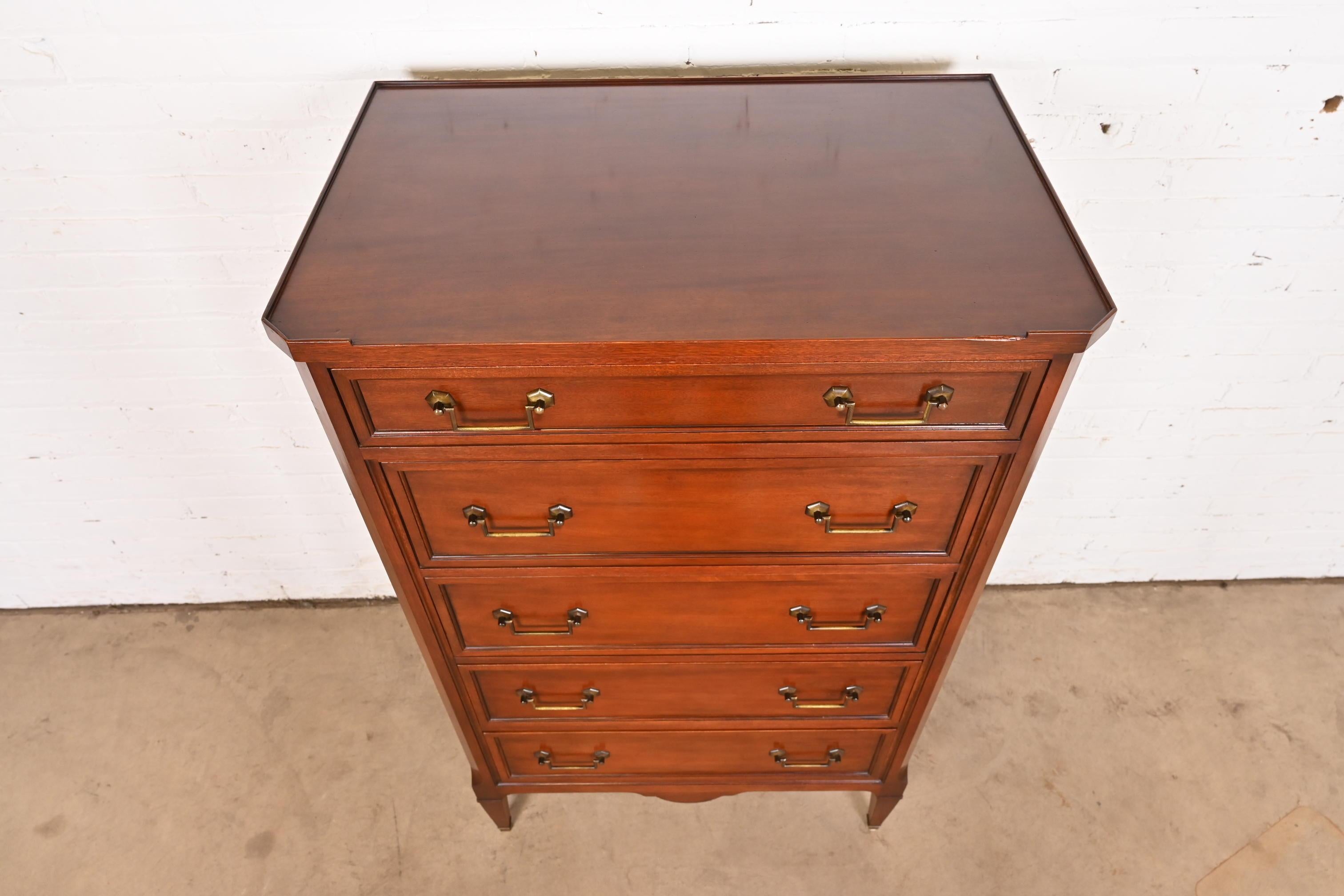John Widdicomb French Regency Louis XVI Mahogany Highboy Dresser, 1940s 5
