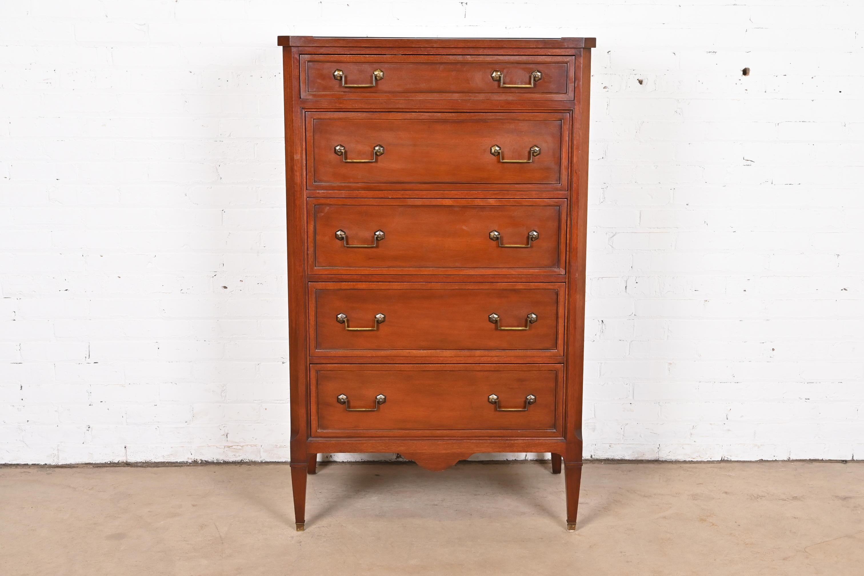 Mid-20th Century John Widdicomb French Regency Louis XVI Mahogany Highboy Dresser, 1940s