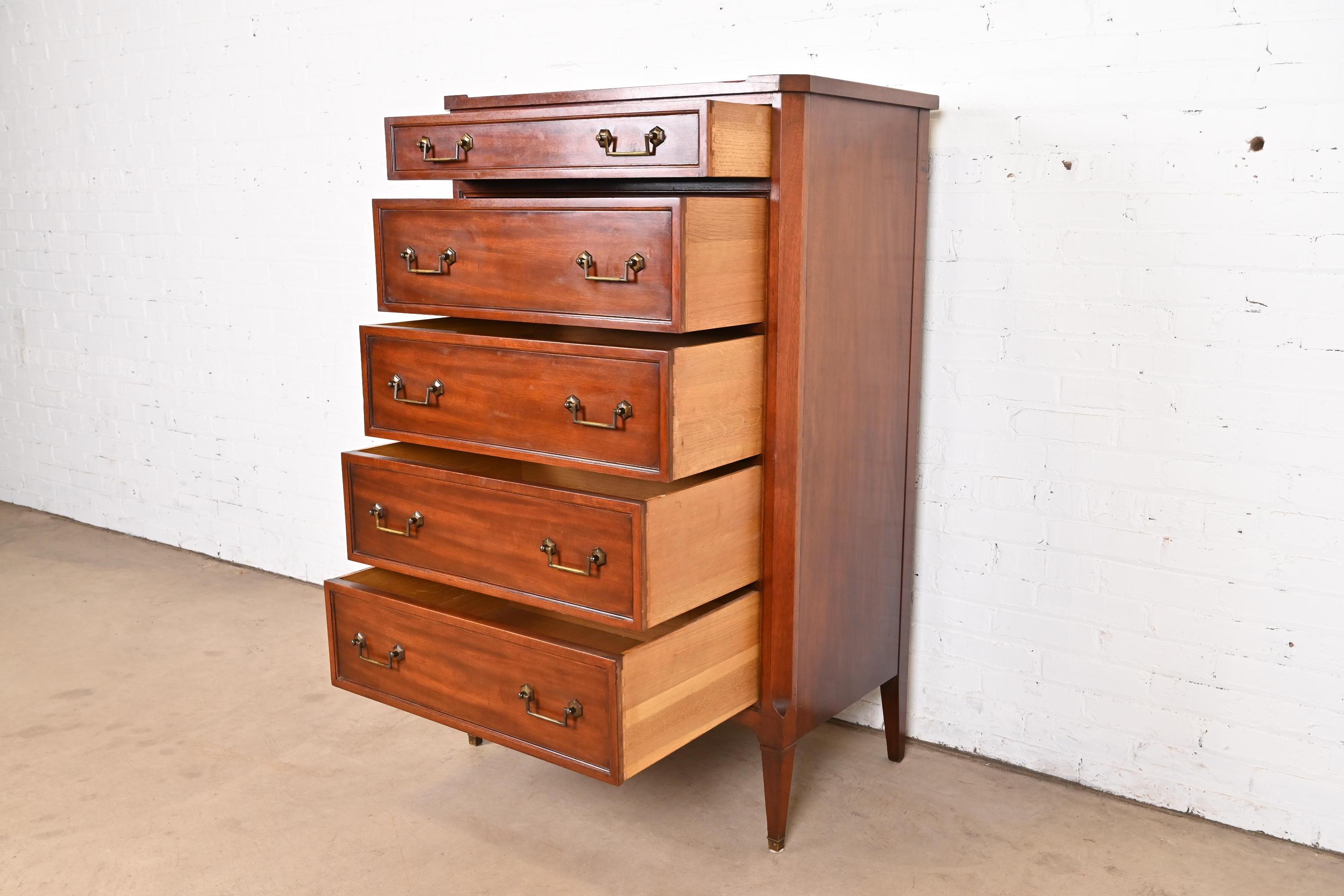 John Widdicomb French Regency Louis XVI Mahogany Highboy Dresser, 1940s 1