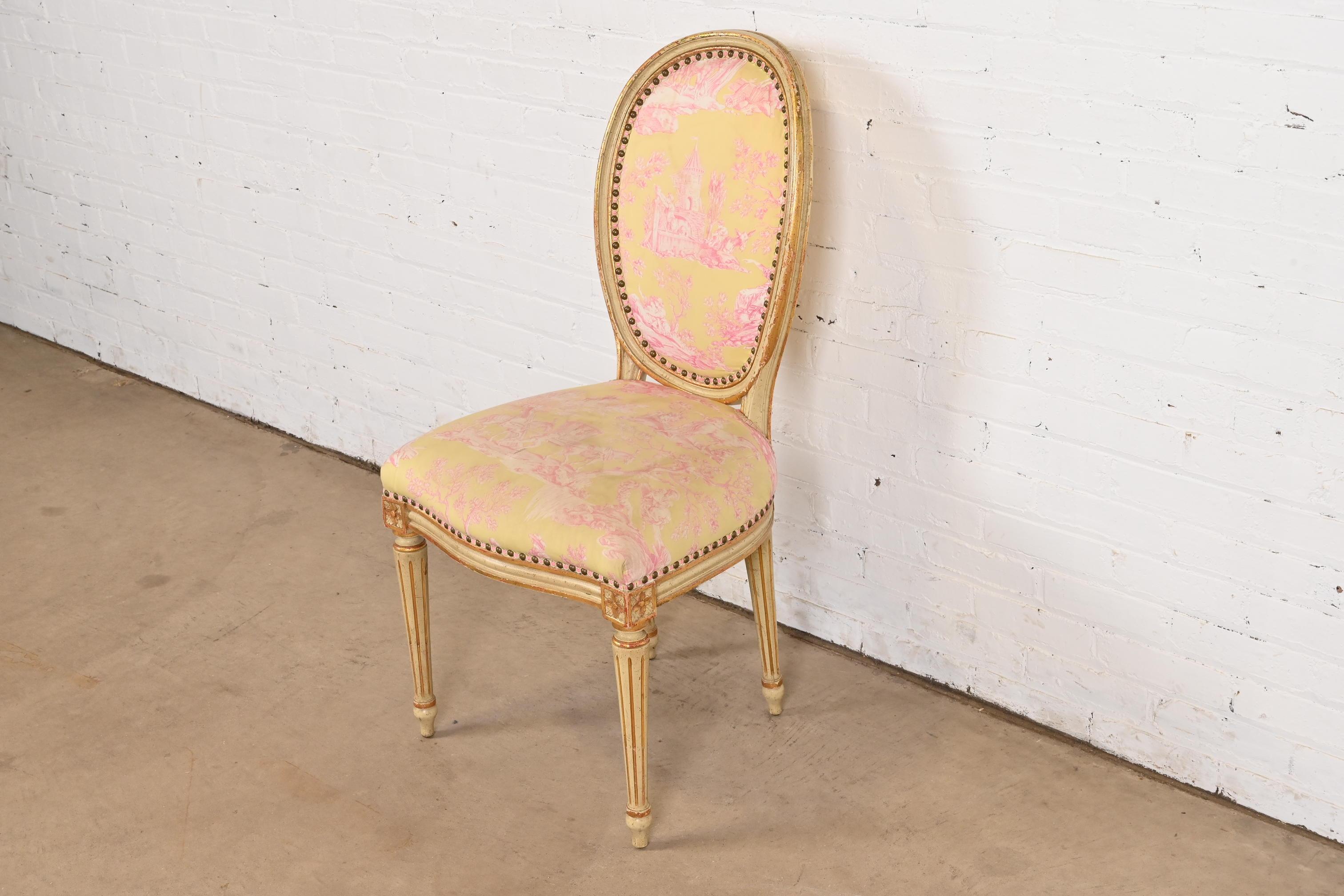John Widdicomb French Regency Louis XVI Painted Desk Chair or Side Chair, 1960s In Good Condition For Sale In South Bend, IN
