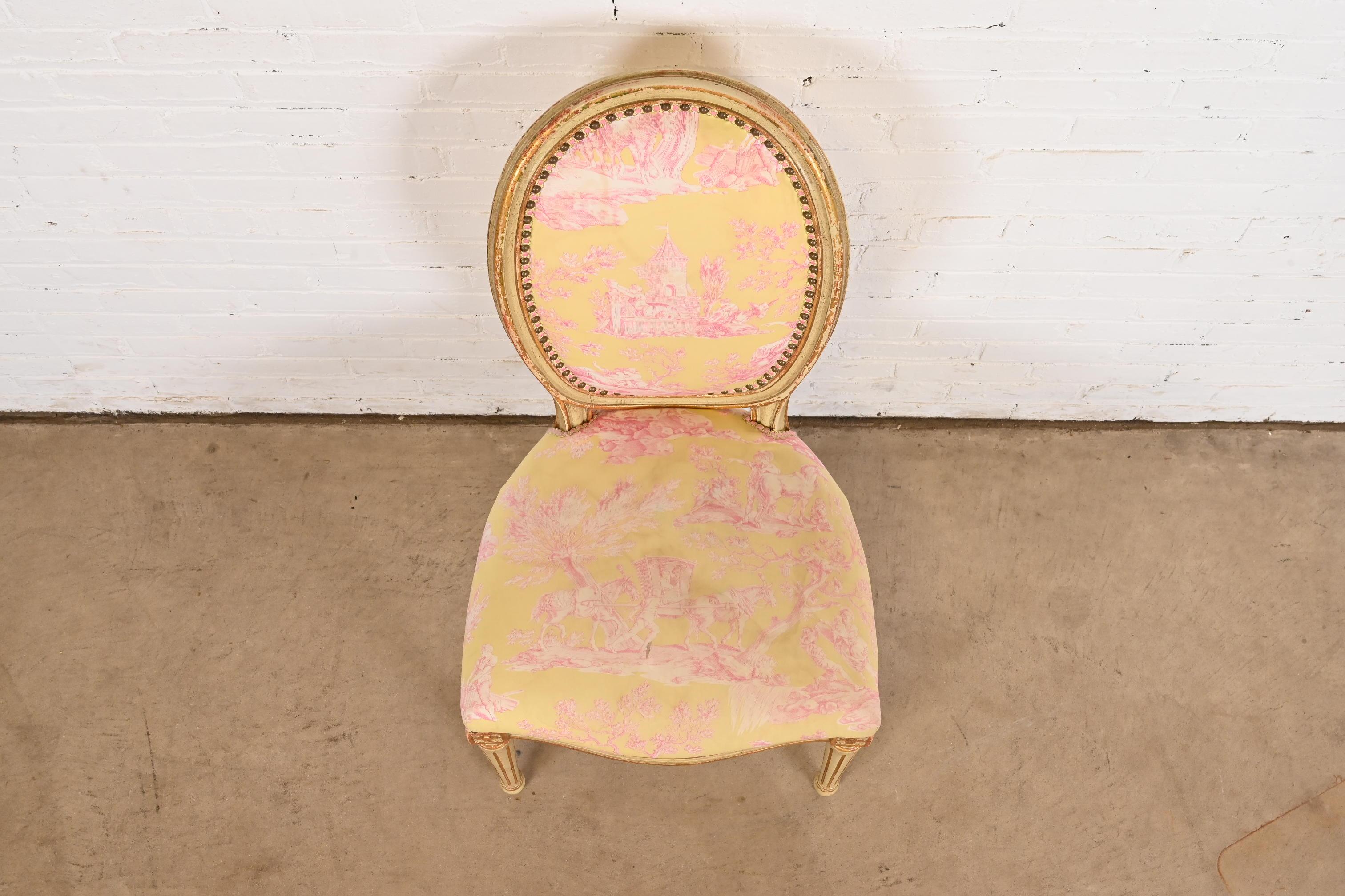 Upholstery John Widdicomb French Regency Louis XVI Painted Desk Chair or Side Chair, 1960s For Sale