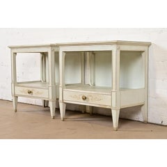 John Widdicomb French Regency Louis XVI Pale Blue Lacquered Nightstands, 1960s