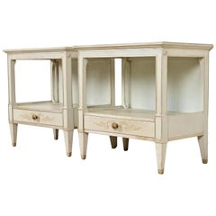 John Widdicomb French Regency Louis XVI Pale Blue Lacquered Nightstands, 1960s