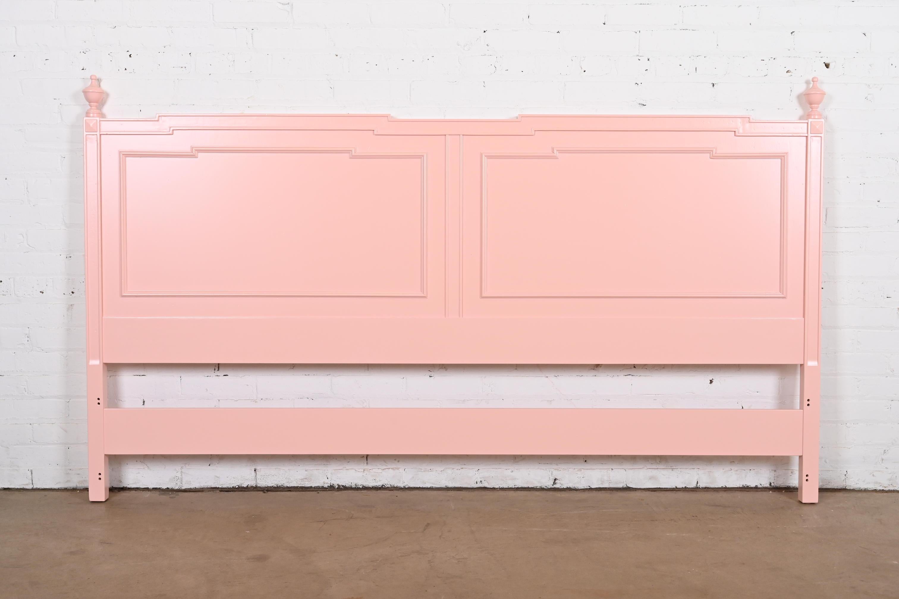 An exceptional French Regency Louis XVI style king size headboard

By John Widdicomb

USA, Circa 1960s

Solid cherry wood, in beautiful pink lacquered finish.

Measures: 80