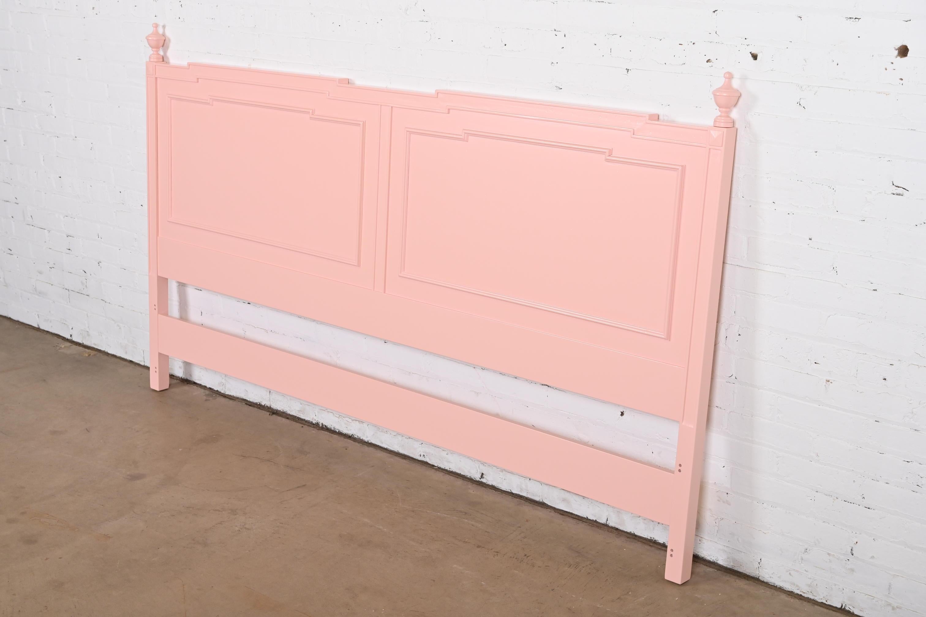 John Widdicomb French Regency Louis XVI Pink Lacquered King Size Headboard In Good Condition For Sale In South Bend, IN