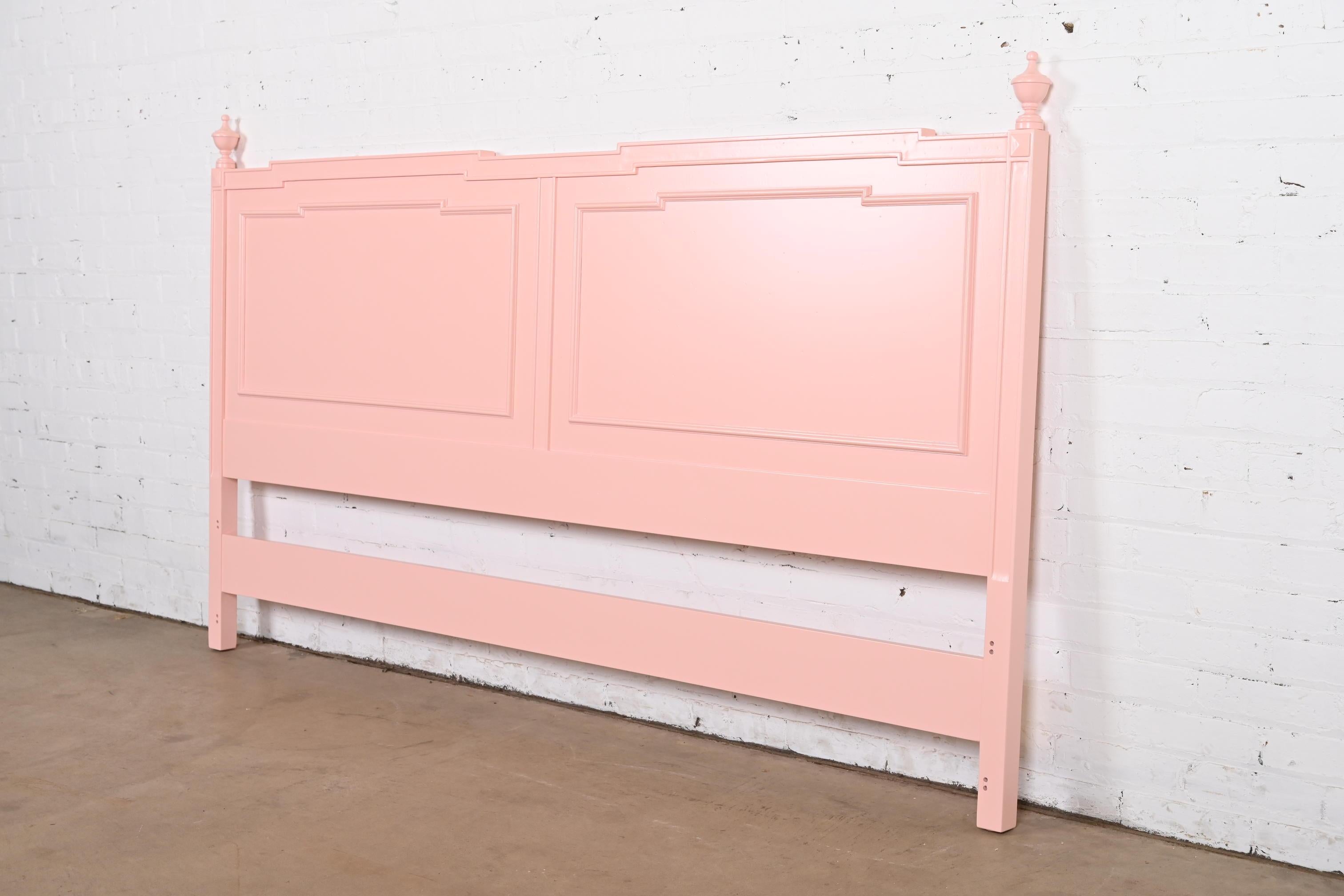 20th Century John Widdicomb French Regency Louis XVI Pink Lacquered King Size Headboard For Sale