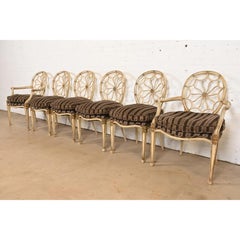 John Widdicomb French Regency Louis XVI Spider Back Dining Chairs, Set of Six
