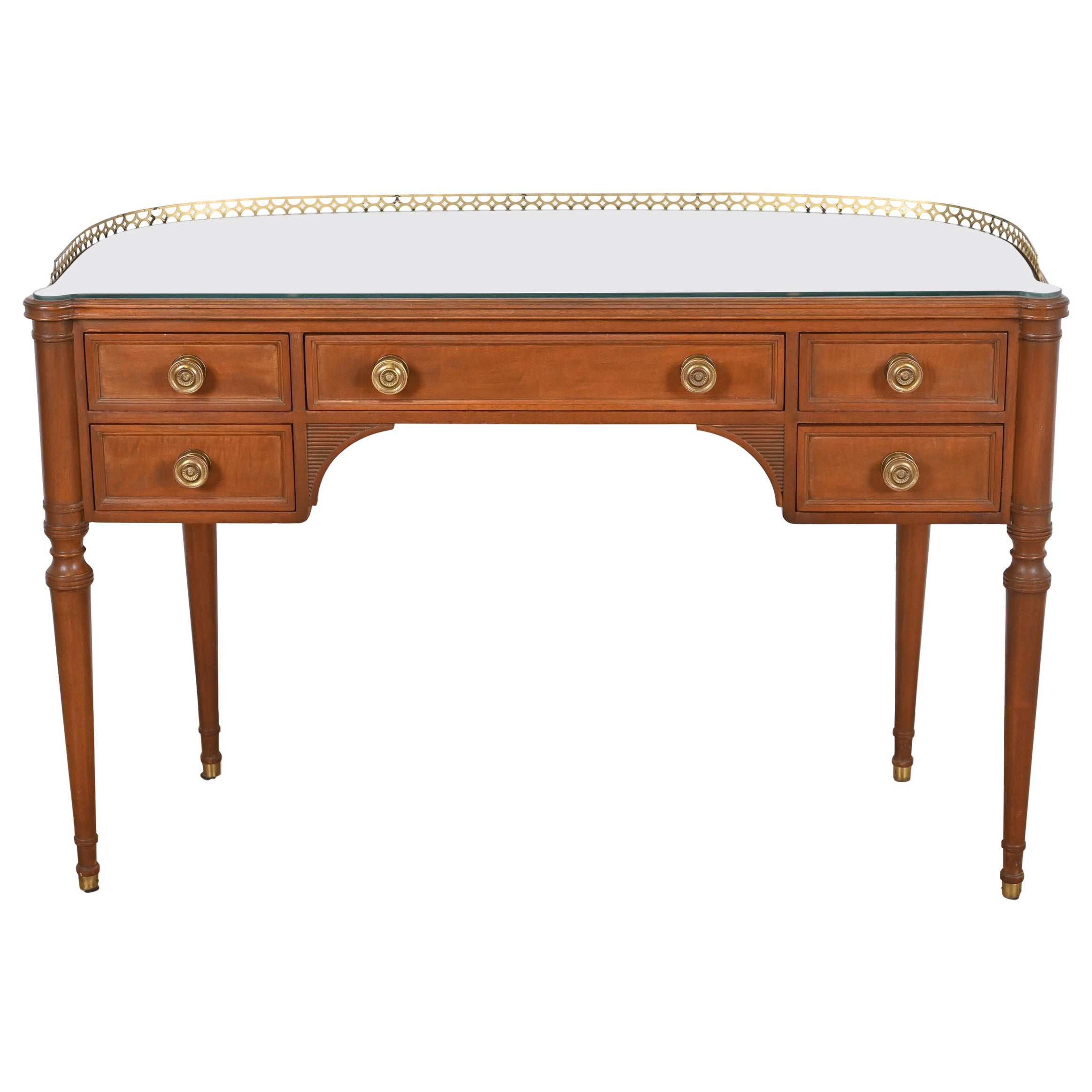 John Widdicomb French Regency Louis XVI Walnut Demilune Writing Desk