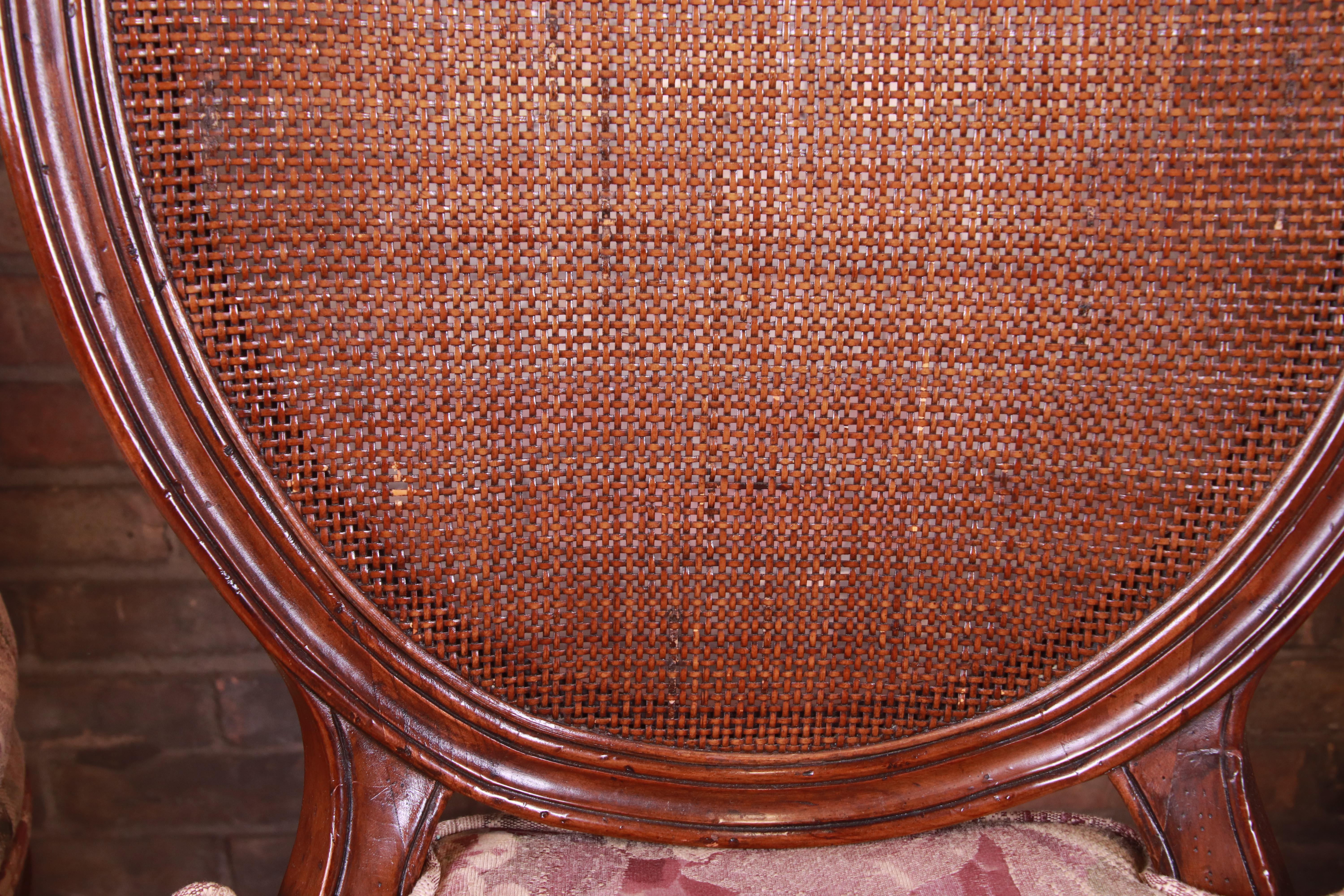 John Widdicomb French Regency Walnut and Cane Dining Chairs, Set of Six 6