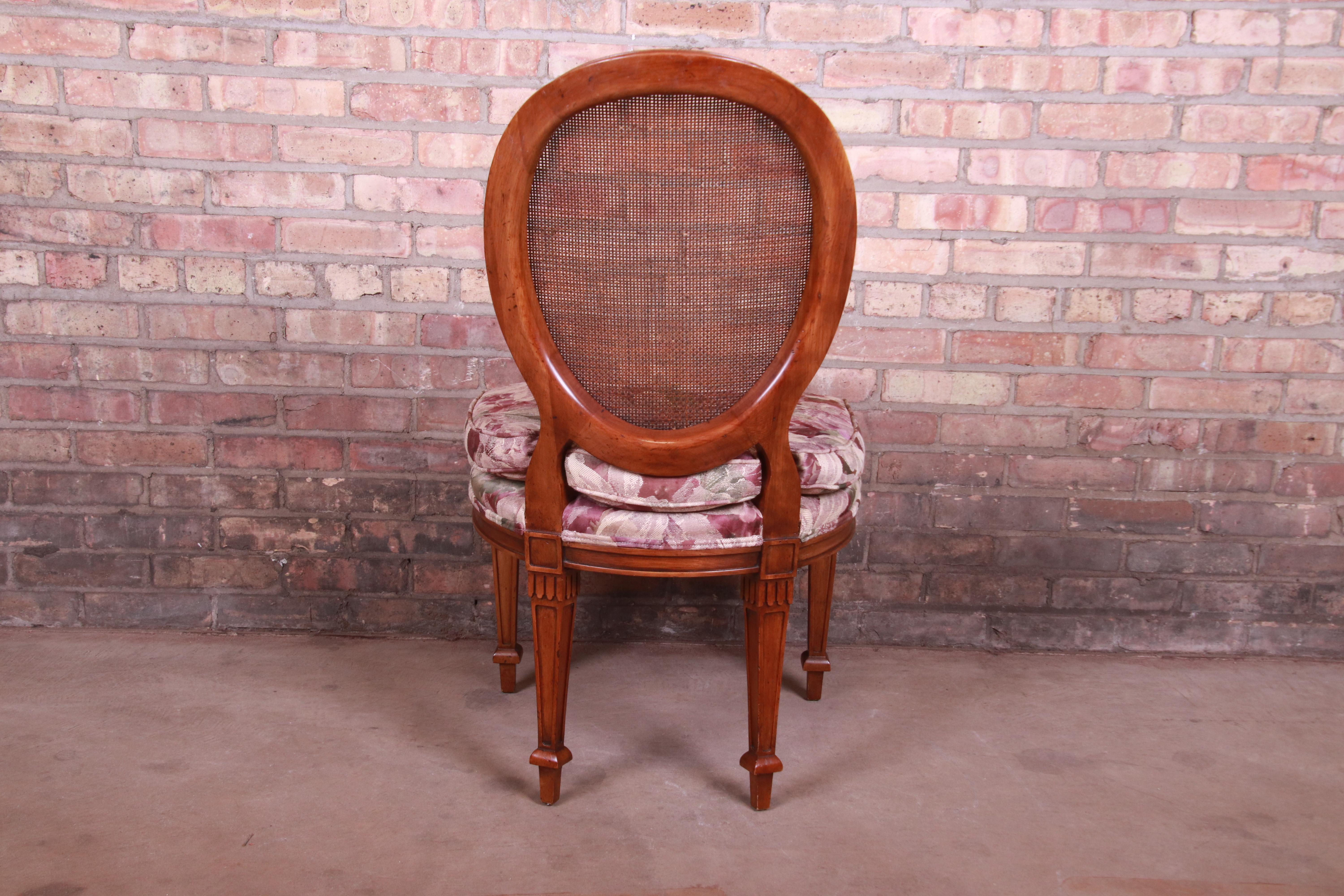 John Widdicomb French Regency Walnut and Cane Dining Chairs, Set of Six 6