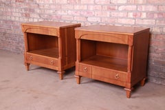 John Widdicomb French Regency Walnut Nightstands, Newly Refinished