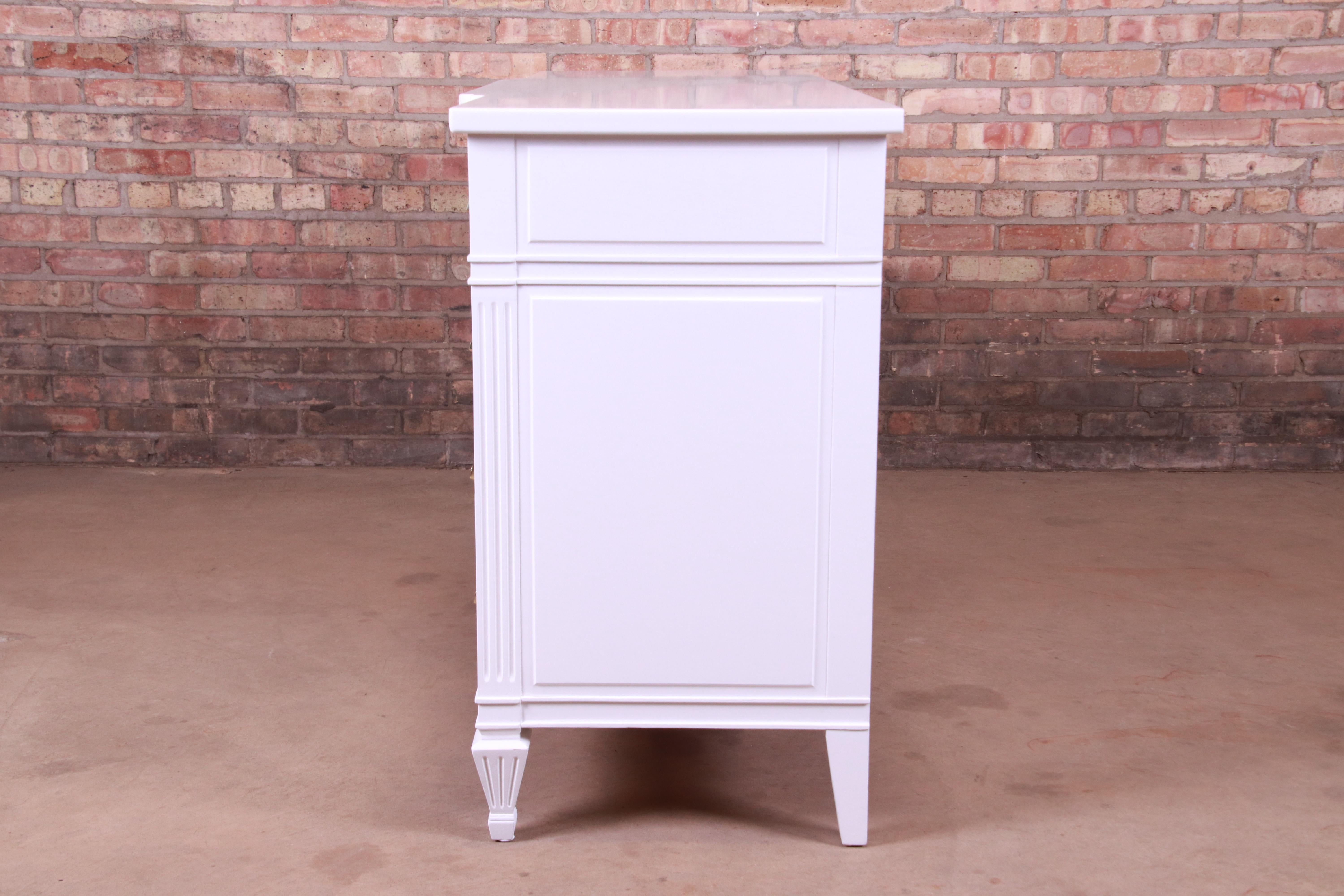 John Widdicomb French Regency White Lacquered Triple Dresser, Newly Refinished 4