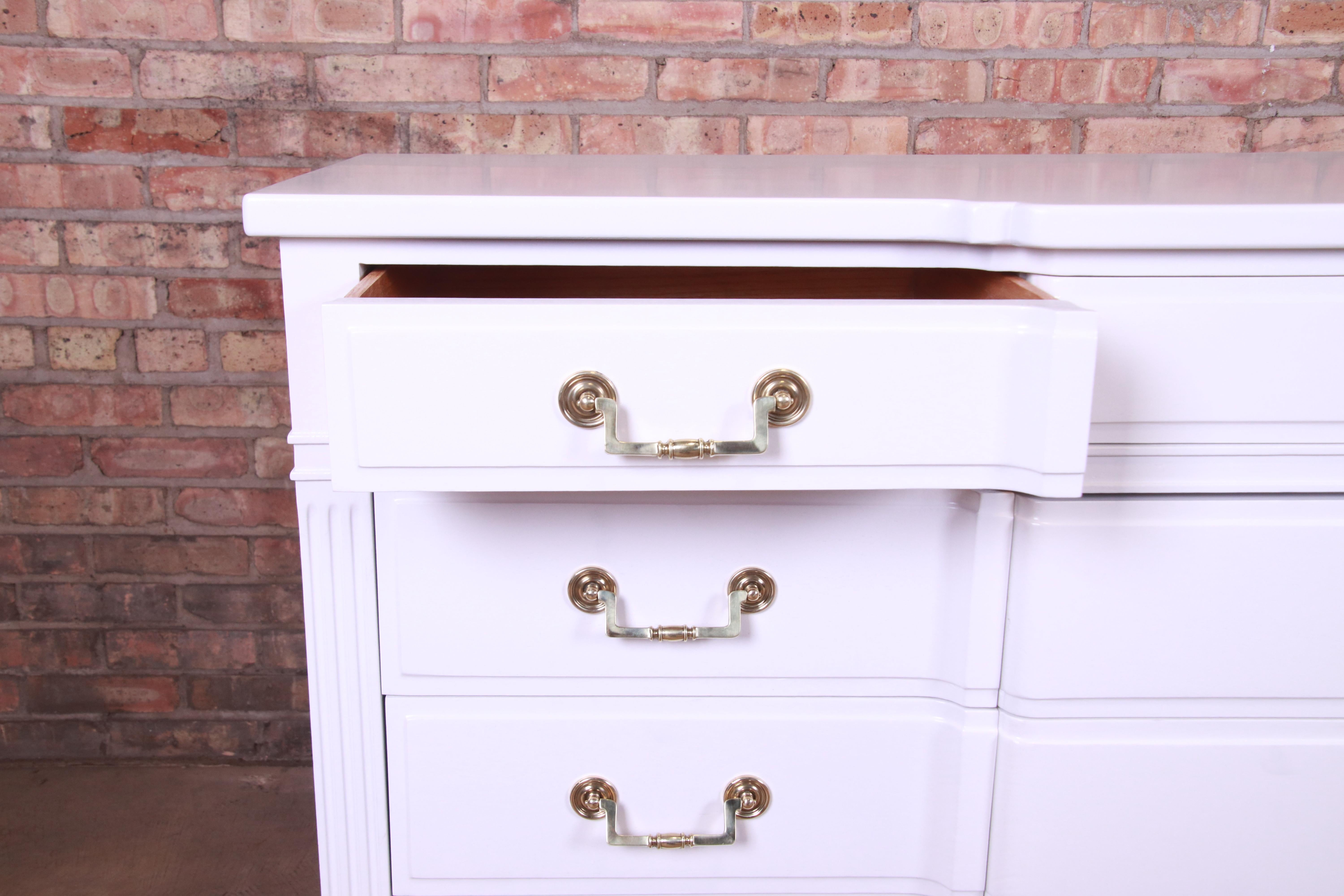 John Widdicomb French Regency White Lacquered Triple Dresser, Newly Refinished 1