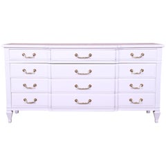 John Widdicomb French Regency White Lacquered Triple Dresser, Newly Refinished