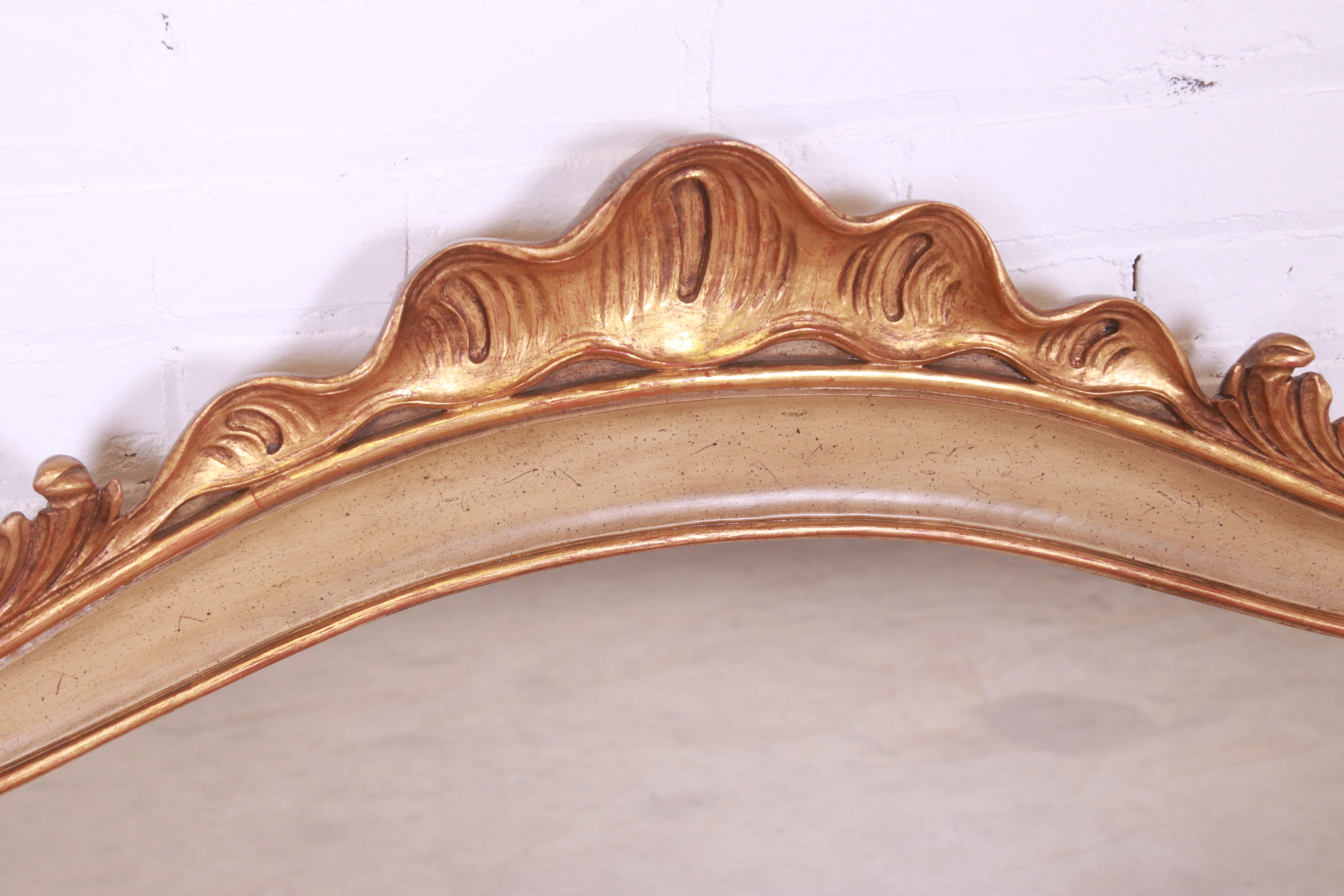 20th Century John Widdicomb French Rococo Gold Gilt and Painted Large Wall Mirror, 1940s