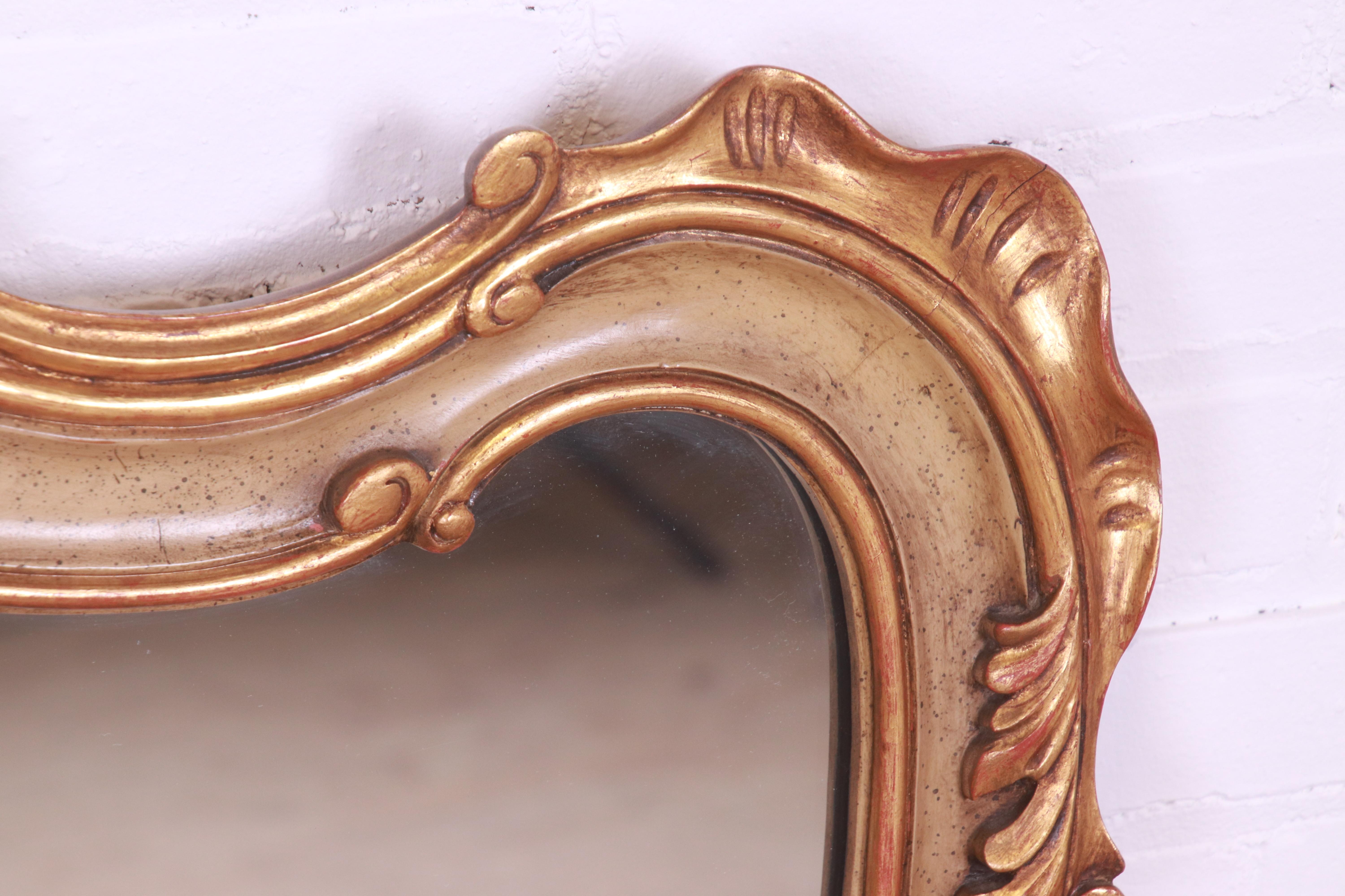 John Widdicomb French Rococo Gold Gilt and Painted Large Wall Mirror, 1940s 2