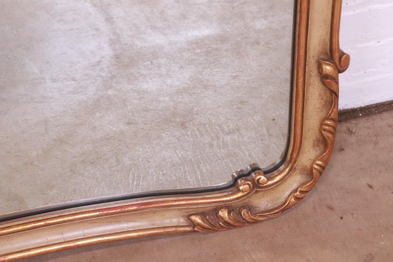 John Widdicomb French Rococo Gold Gilt and Painted Large Wall Mirror, 1940s For Sale 4