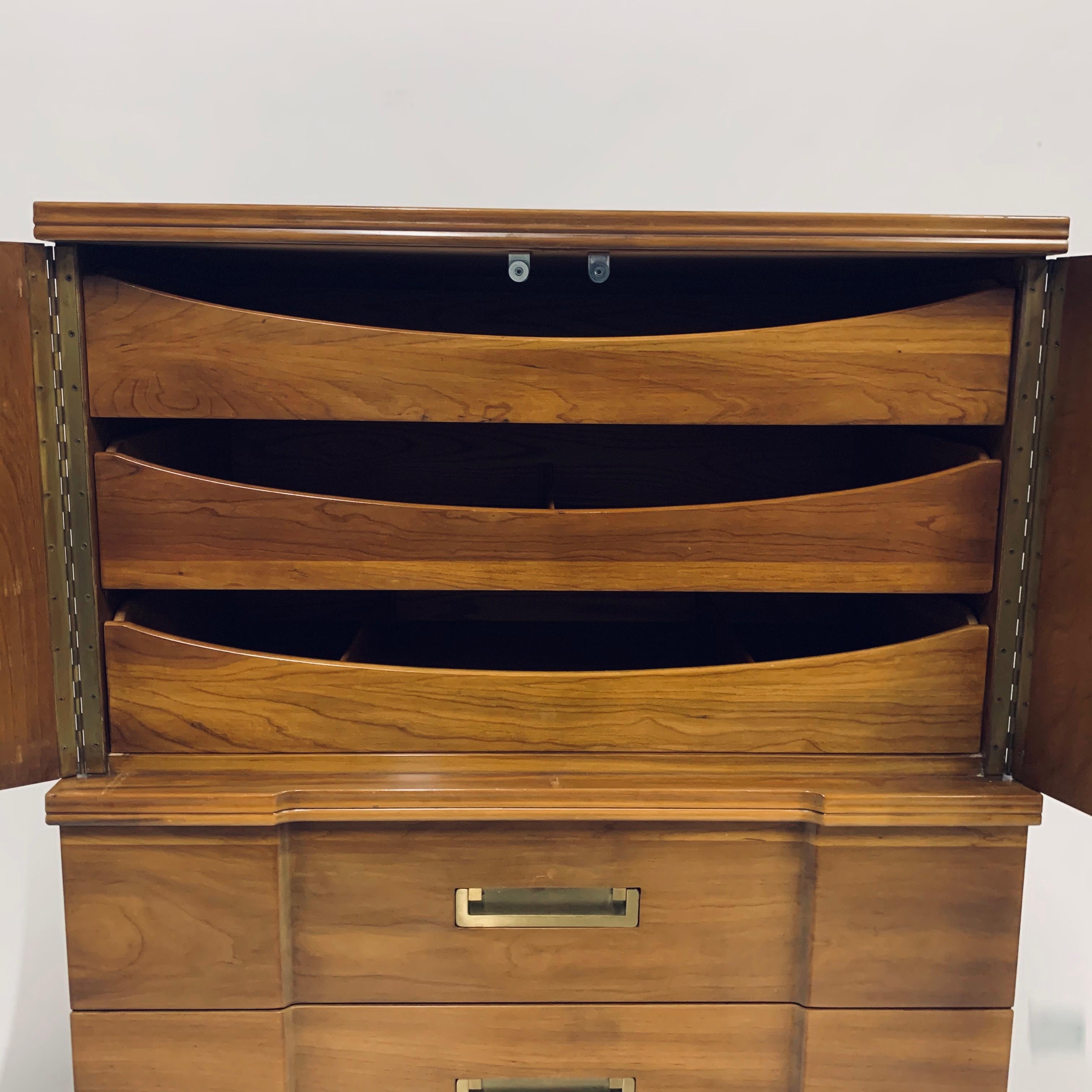 John Widdicomb Gentleman's Chest, Dresser w. Cabinet Solid Wood w Brass Hardware 6