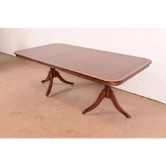 John Widdicomb Georgian Mahogany Pedestal Extension Dining Table, Newly Refinish