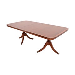 John Widdicomb Georgian Mahogany Pedestal Extension Dining Table, Newly Refinish