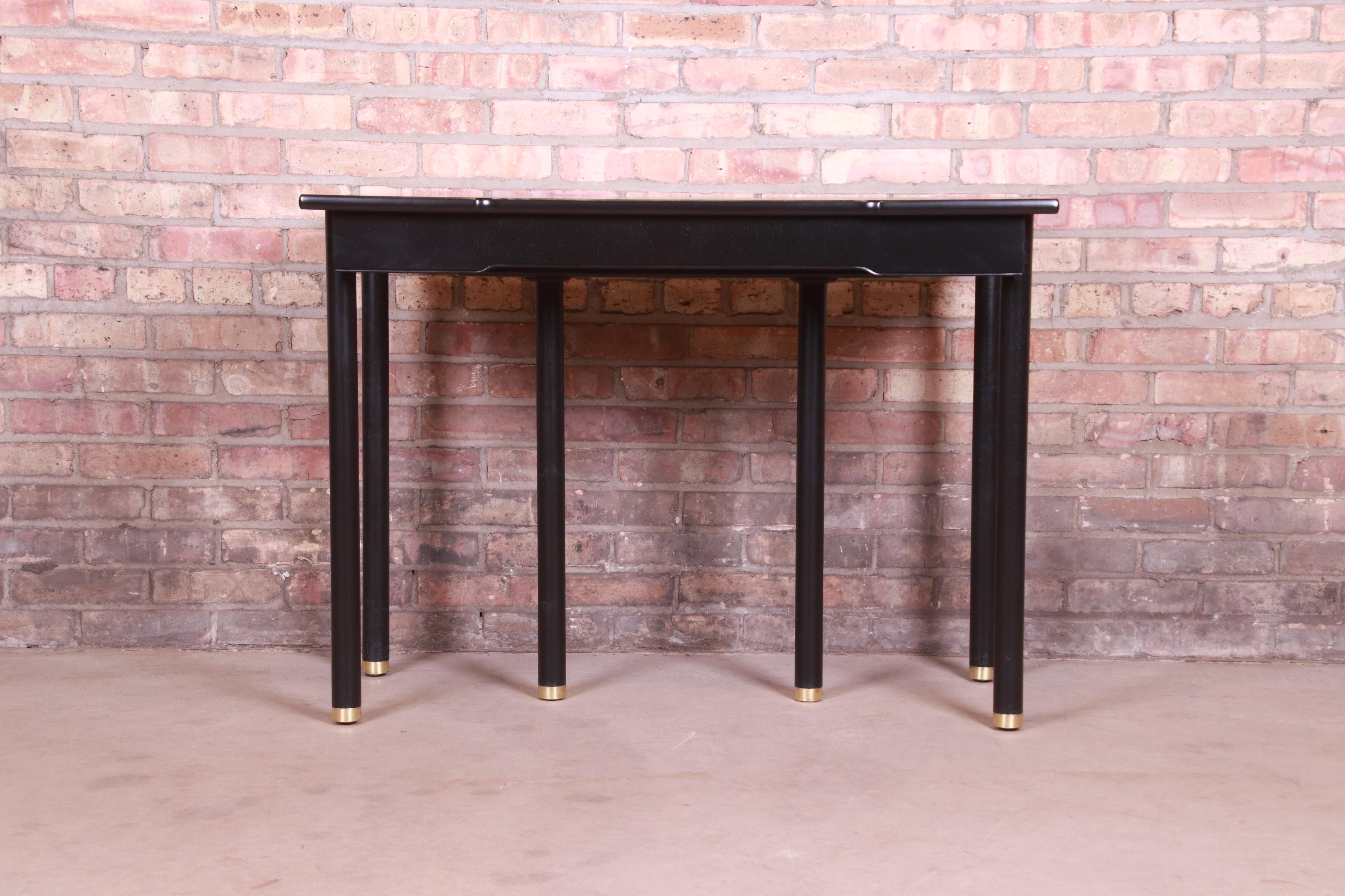 John Widdicomb Hollywood Regency Black Lacquered Dining Table, Newly Refinished For Sale 3