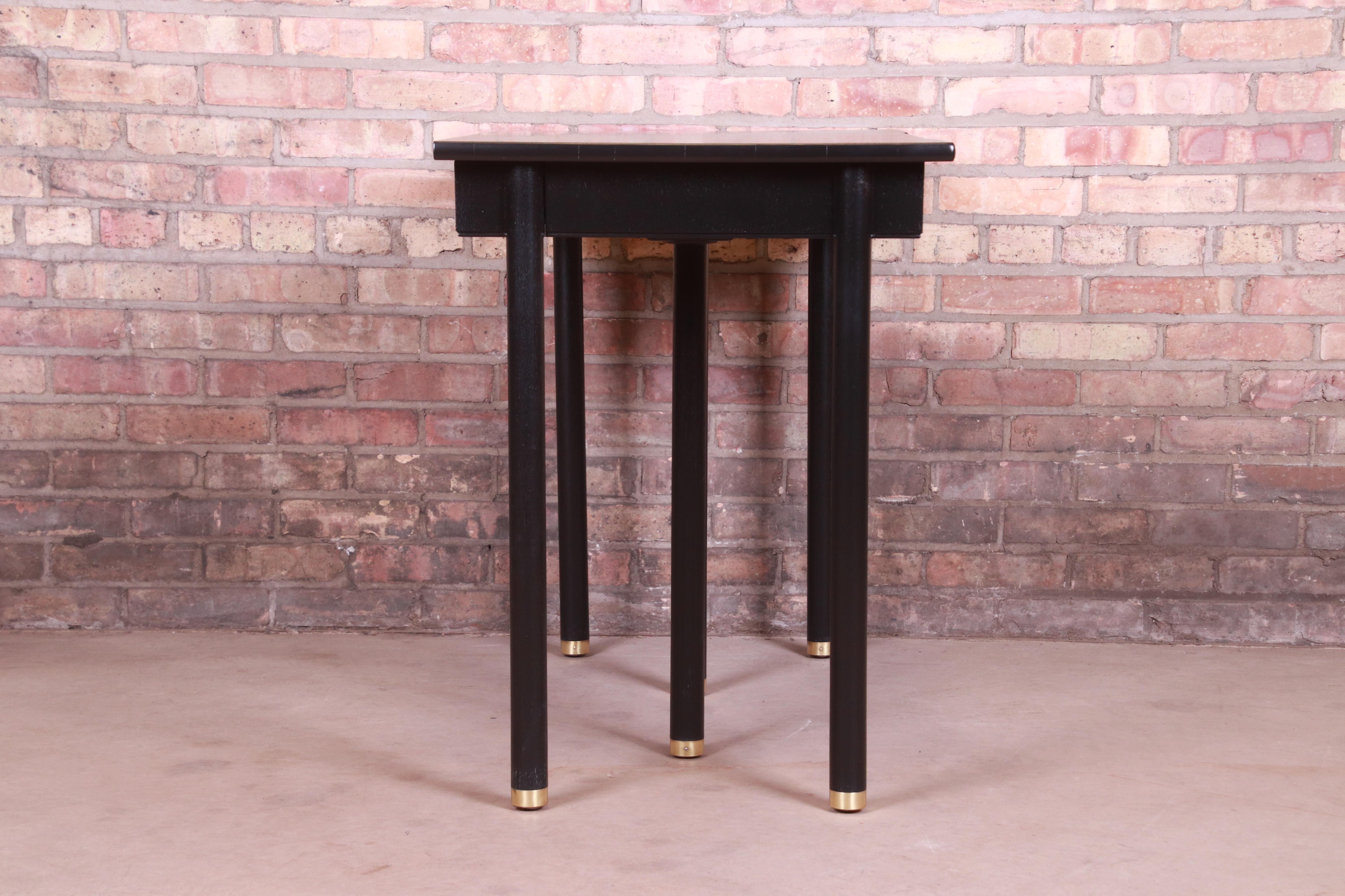 John Widdicomb Hollywood Regency Black Lacquered Dining Table, Newly Refinished For Sale 2