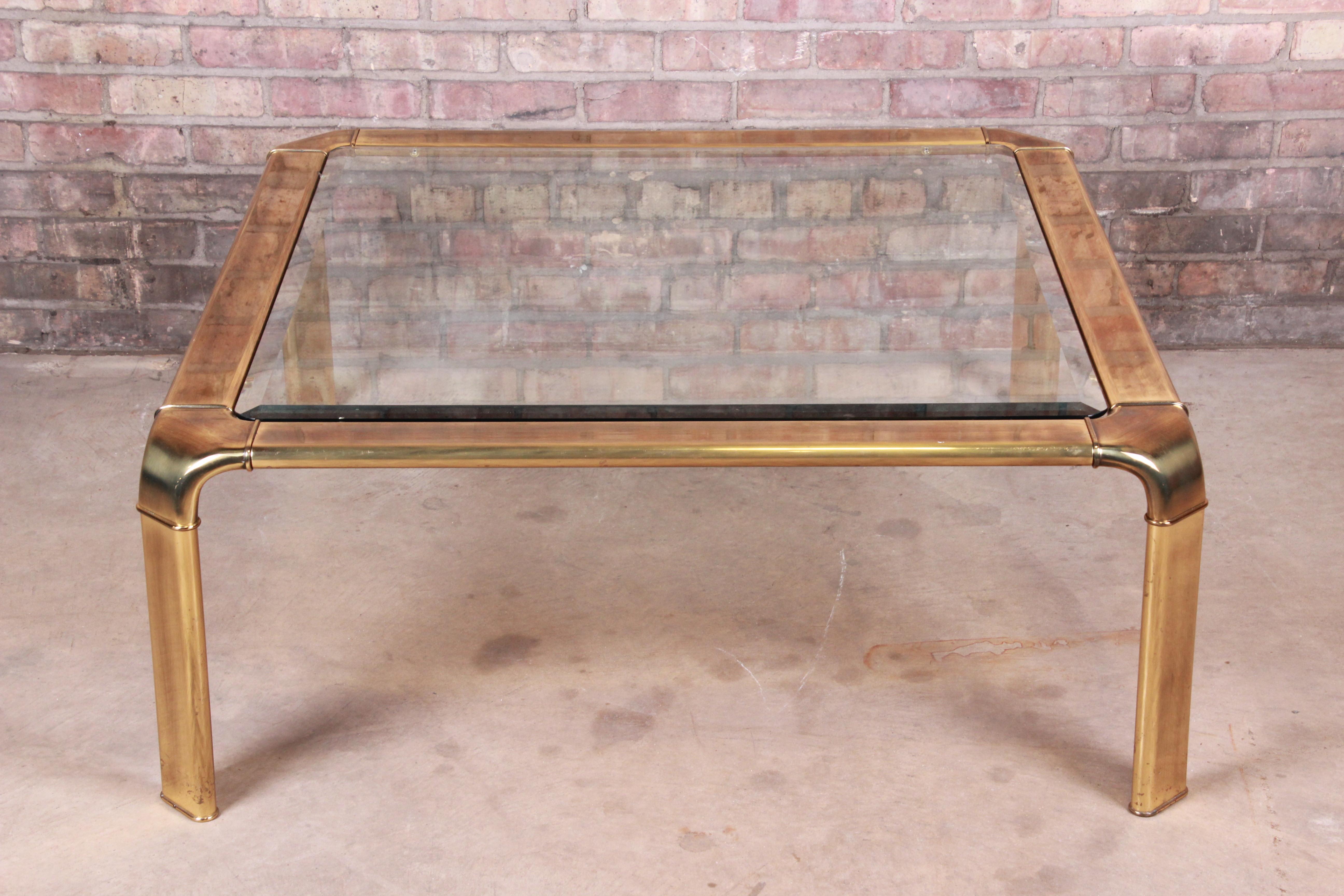 American John Widdicomb Hollywood Regency Brass and Glass Cocktail Table, circa 1970s