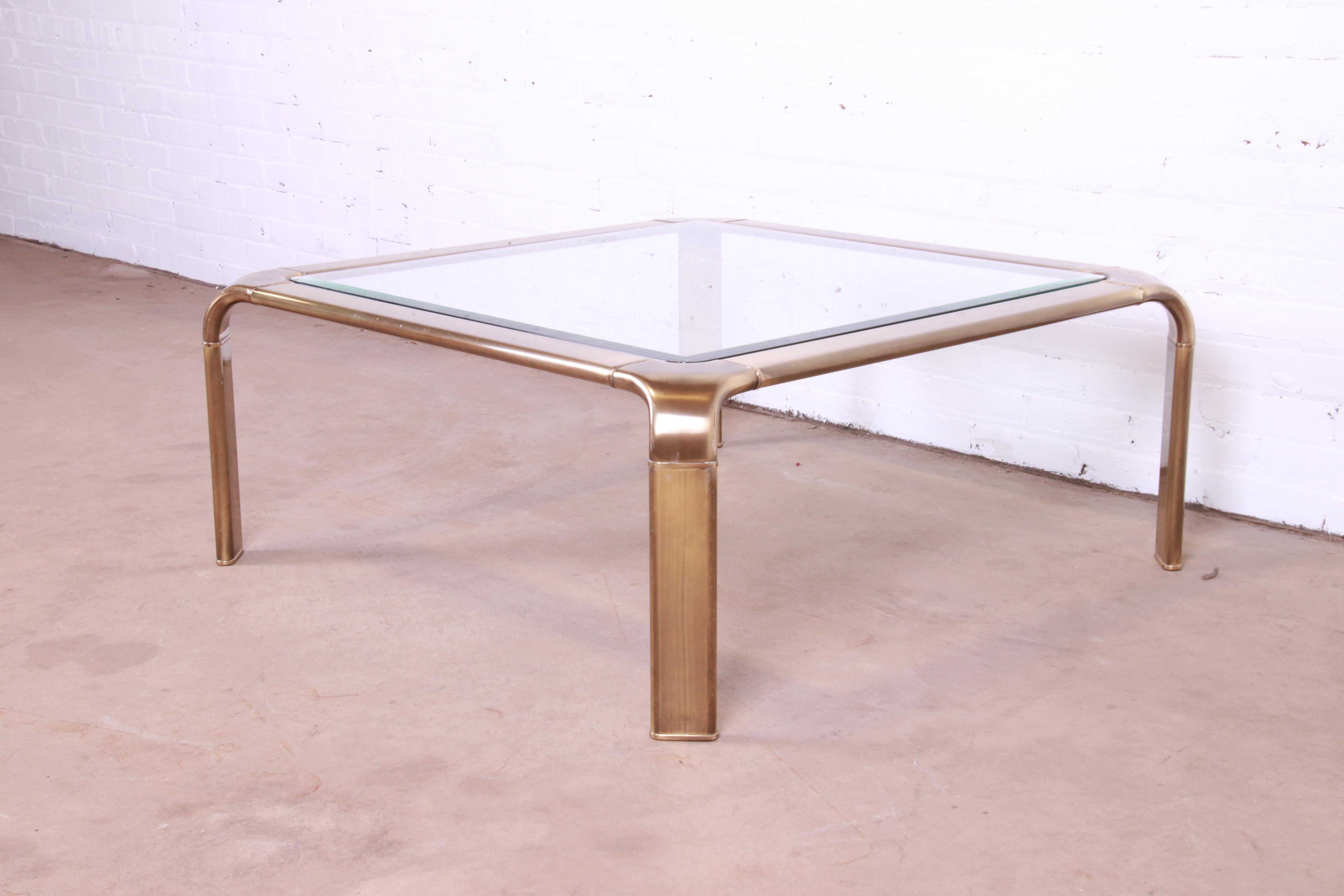 American John Widdicomb Hollywood Regency Brass and Glass Cocktail Table, Circa 1970s For Sale