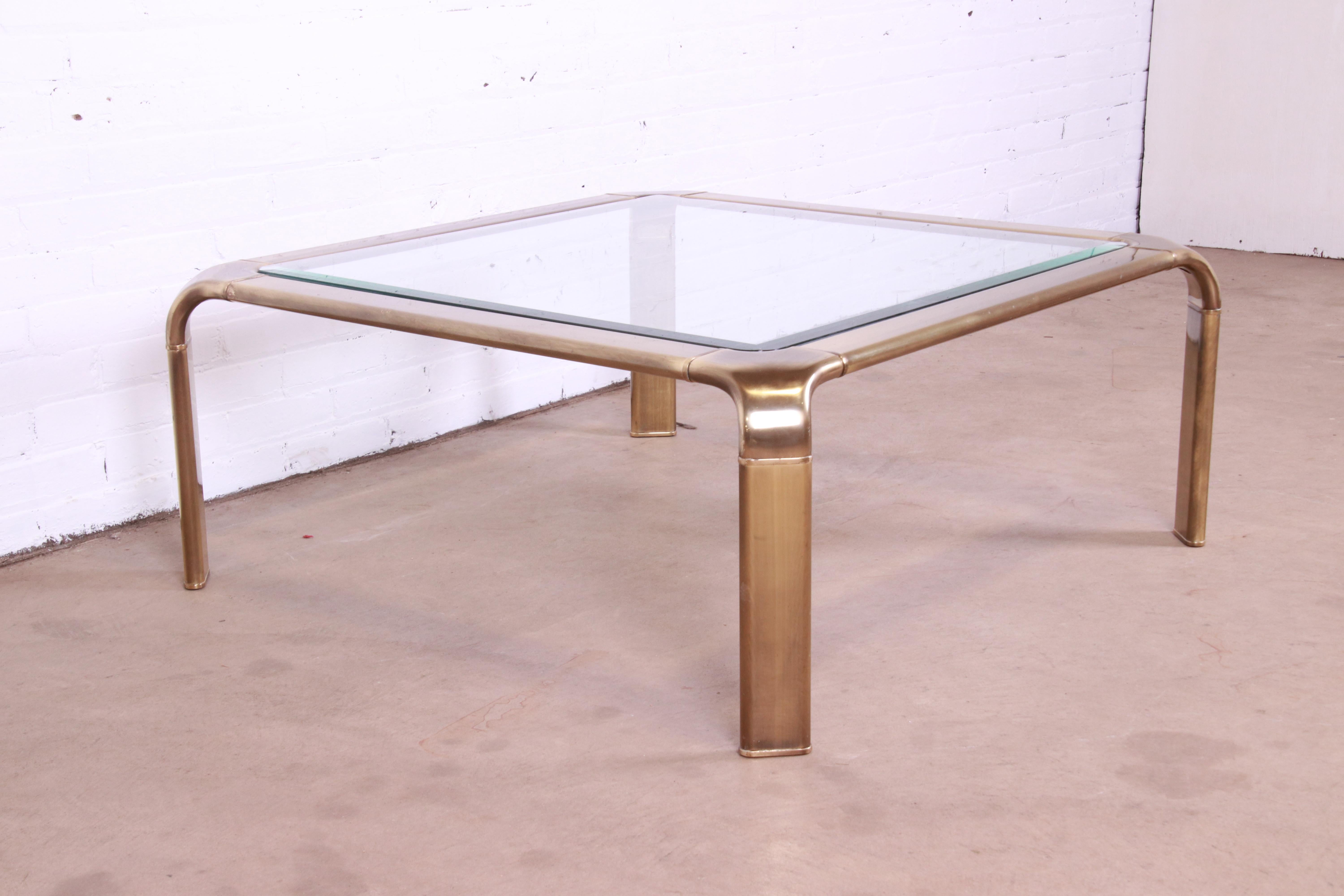 Late 20th Century John Widdicomb Hollywood Regency Brass and Glass Cocktail Table, Circa 1970s For Sale